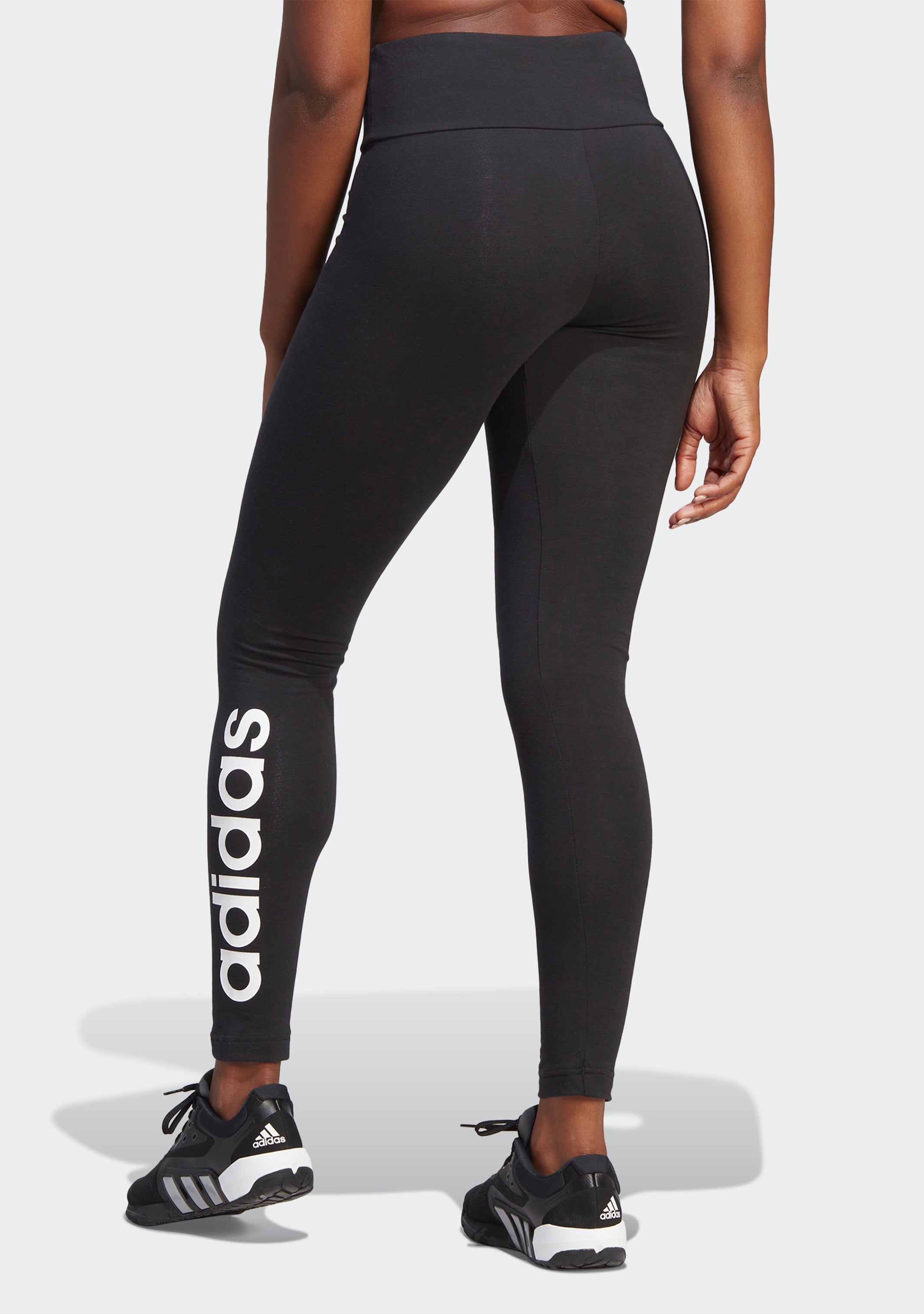 Adidas Women's Essential High Waisted Logo Leggings - Workout, Yoga & Running Tights for Women - Comfortable Gym & Lounge Wear