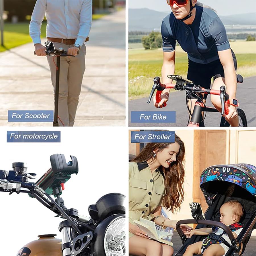 Universal Bike & Motorcycle Phone Mount - Adjustable Handlebar Phone Holder for iPhone 11/12/13/14 & Android Phones 4.7