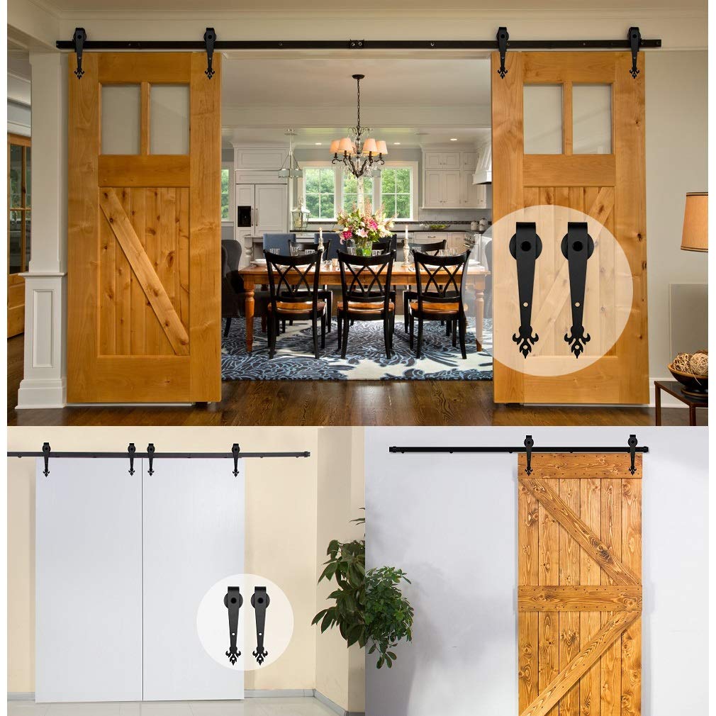 3.5-16FT Heavy Duty Sliding Barn Door Hardware Kit - Smooth & Quiet Operation - 10FT Rails for 60