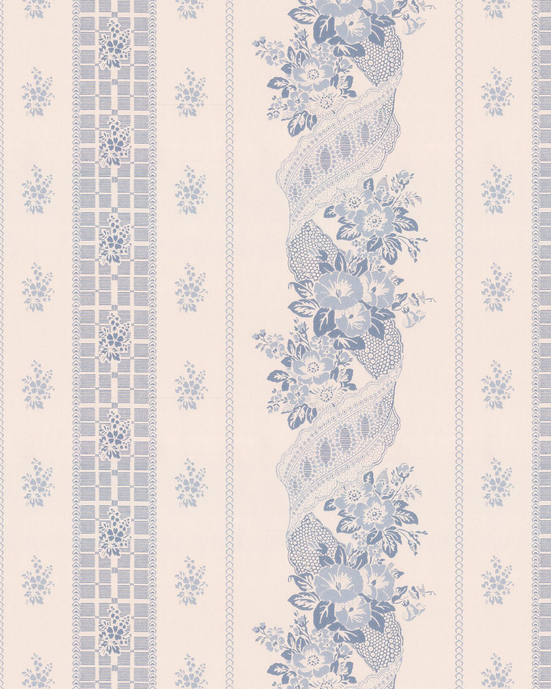 Lim & Handtryck Wallpaper Felice Eleonore White/Blue - Premium Hand-Printed Scandinavian Wallpaper for Living Room & Bedroom Decor