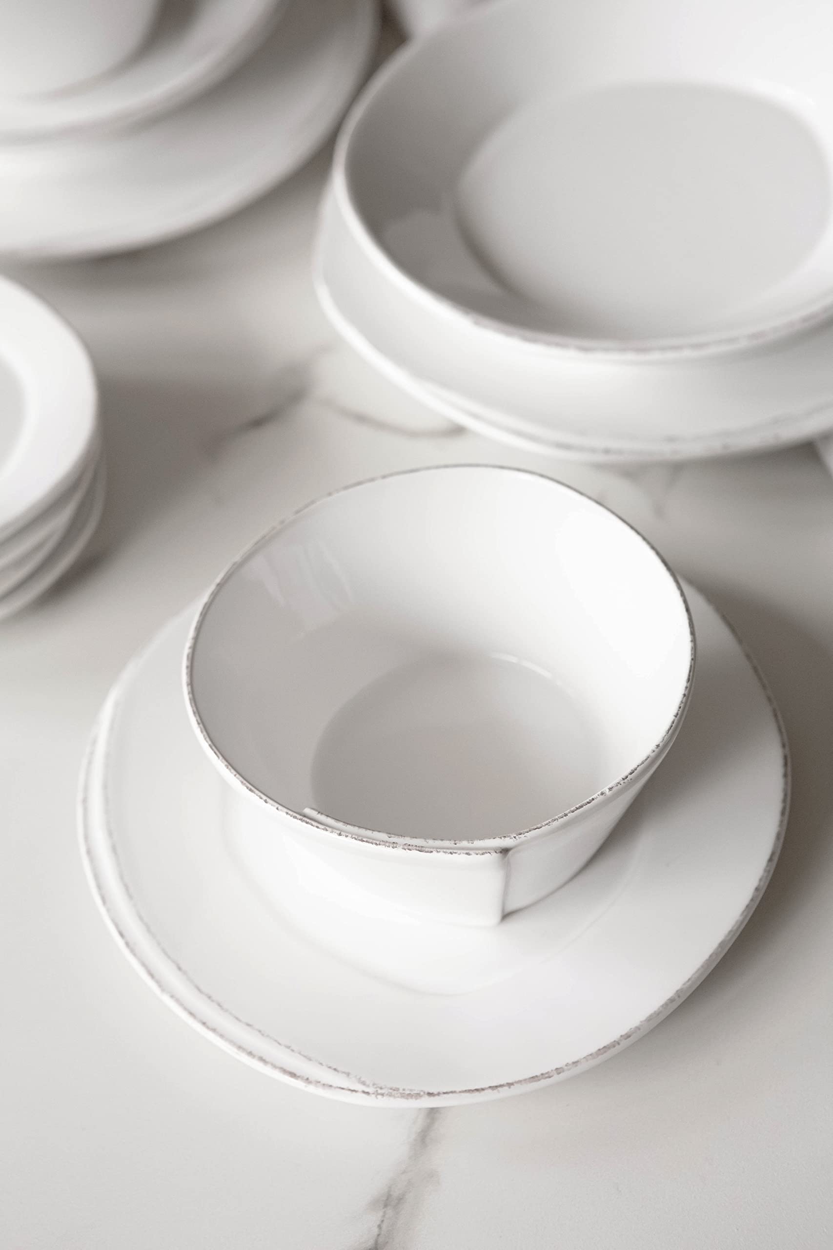 Vietri Handcrafted Italian Stoneware Pasta Bowls - Set of 4 White 8.5