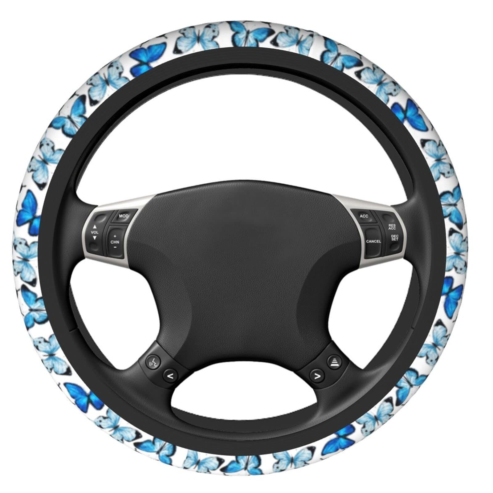 Stylish Blue Butterfly Steering Wheel Cover for Women - Universal Fit 15 Inch Car Accessory - Soft Grip & Sun Protection - Perfect for Daily Commute & Road Trips
