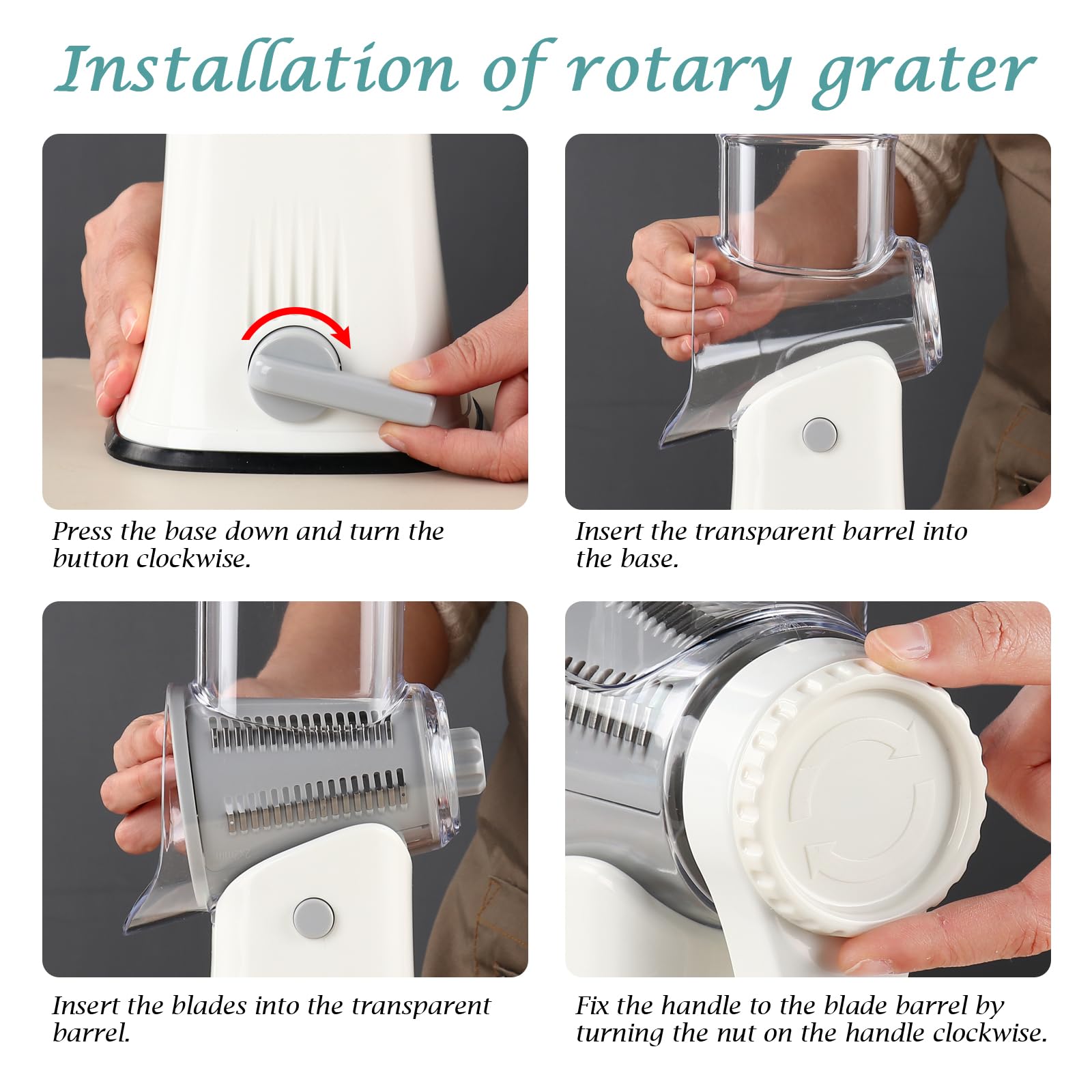 5-in-1 Rotary Cheese Grater Shredder - Manual Kitchen Mandolin Slicer for Cheese, Vegetables, Nuts & More | Perfect for Grating Parmesan, Shredding Carrots, Slicing Cucumbers & Making Hash Browns | Ideal for Home Cooking, Meal Prep & Salad Making