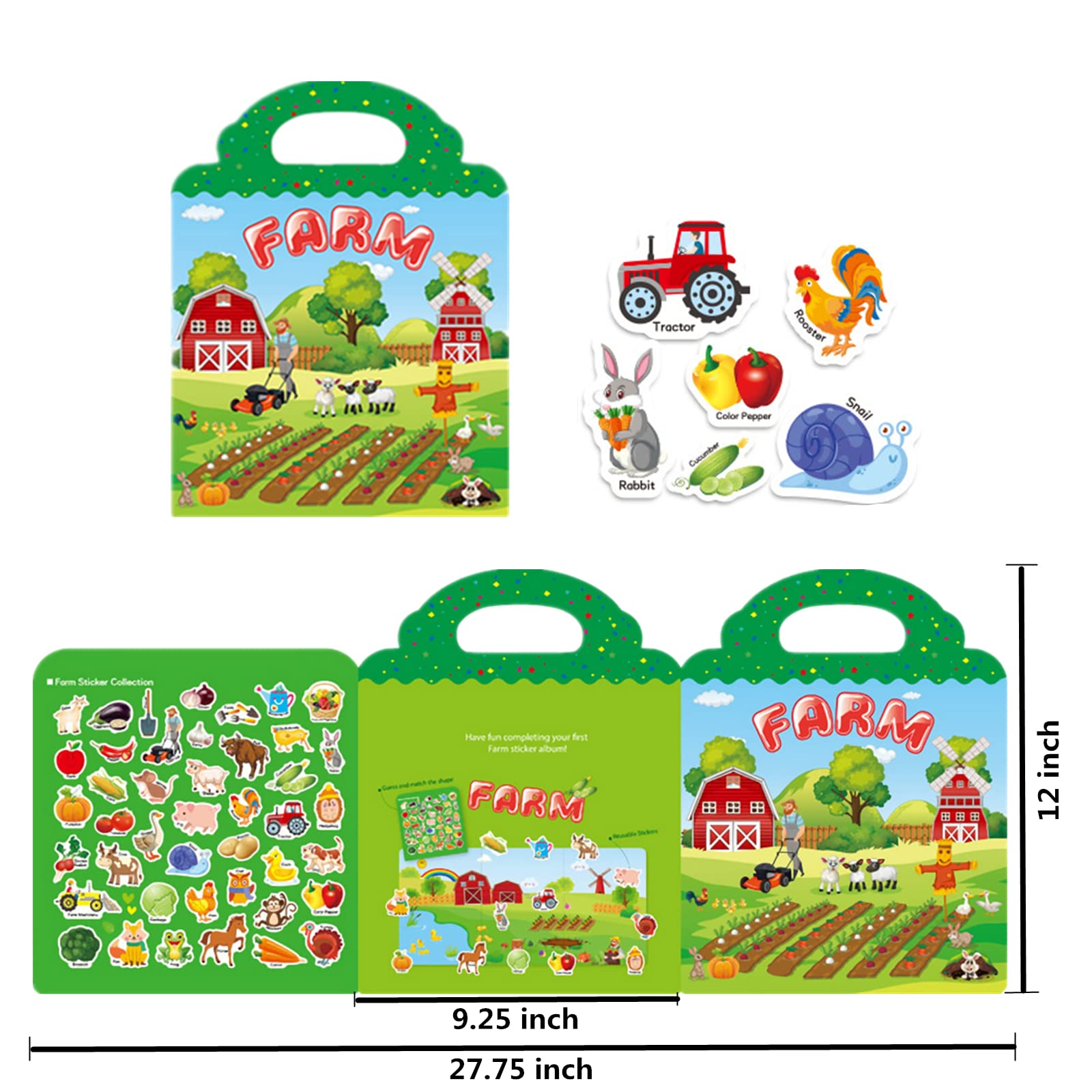 Reusable Sticker Toys for Kids - Animal, Farm & Vehicle Stickers | Educational Learning Toys for Toddlers | Perfect Christmas & Birthday Gift for Boys & Girls | Fun Playtime & Classroom Activity