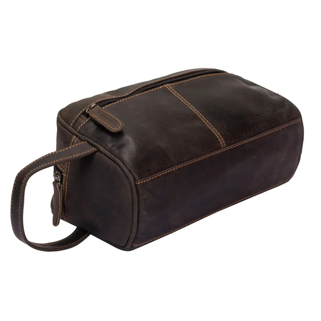 Premium Greenwood Leather Geelong Toiletry Bag for Men & Women - Waterproof Travel Cosmetic Organizer for Gym, Vacation & Business Trips
