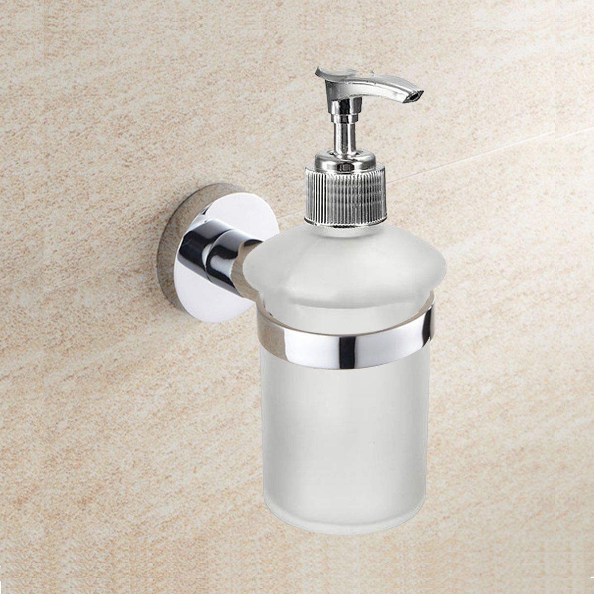 Stainless Steel Wall Mount Soap Dispenser - SUS304 Bathroom Liquid Soap Pump with Durable Holder for Kitchen, Restroom & Lavatory Sink Area