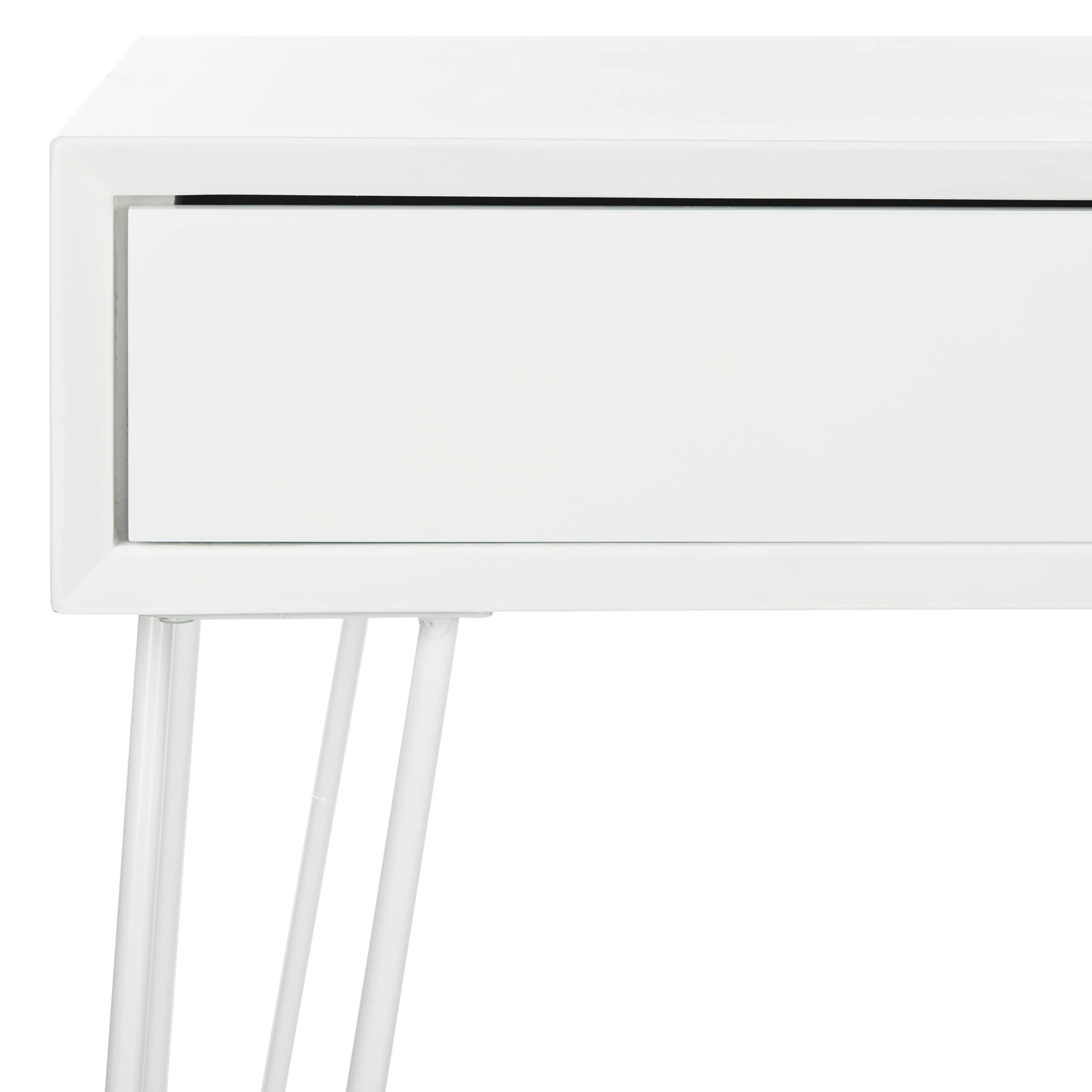 Safavieh Cade Mid Century Retro White Two-Drawer Writing Desk - Vintage Home Office Furniture for Small Spaces & Modern Workspaces