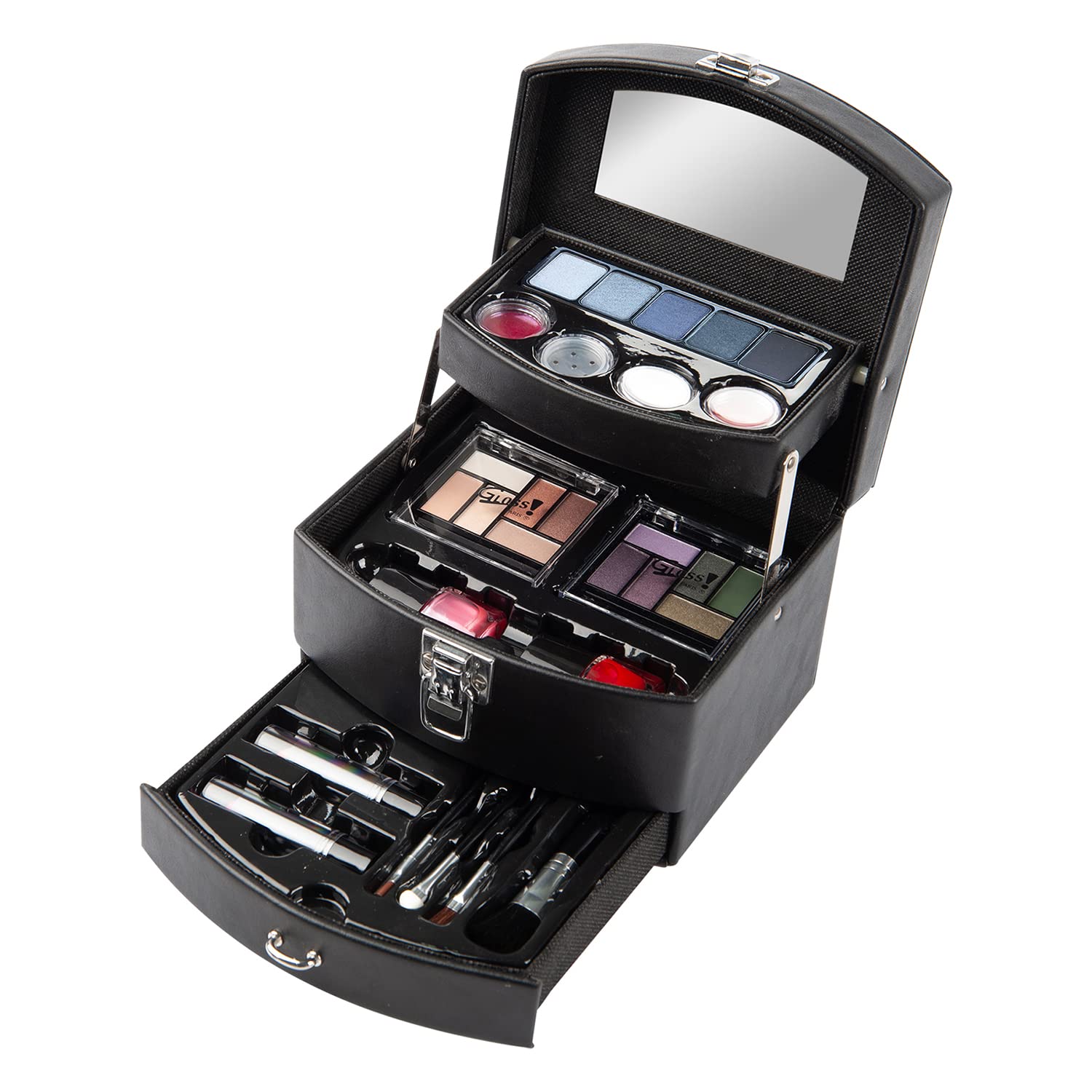 32 Pcs Fashion Makeup Case Set - Travel Cosmetic Organizer with Mirror - Perfect Christmas Gift for Women, Birthday Present, Bridal Shower - Ideal for Travel, Home & Salon Use
