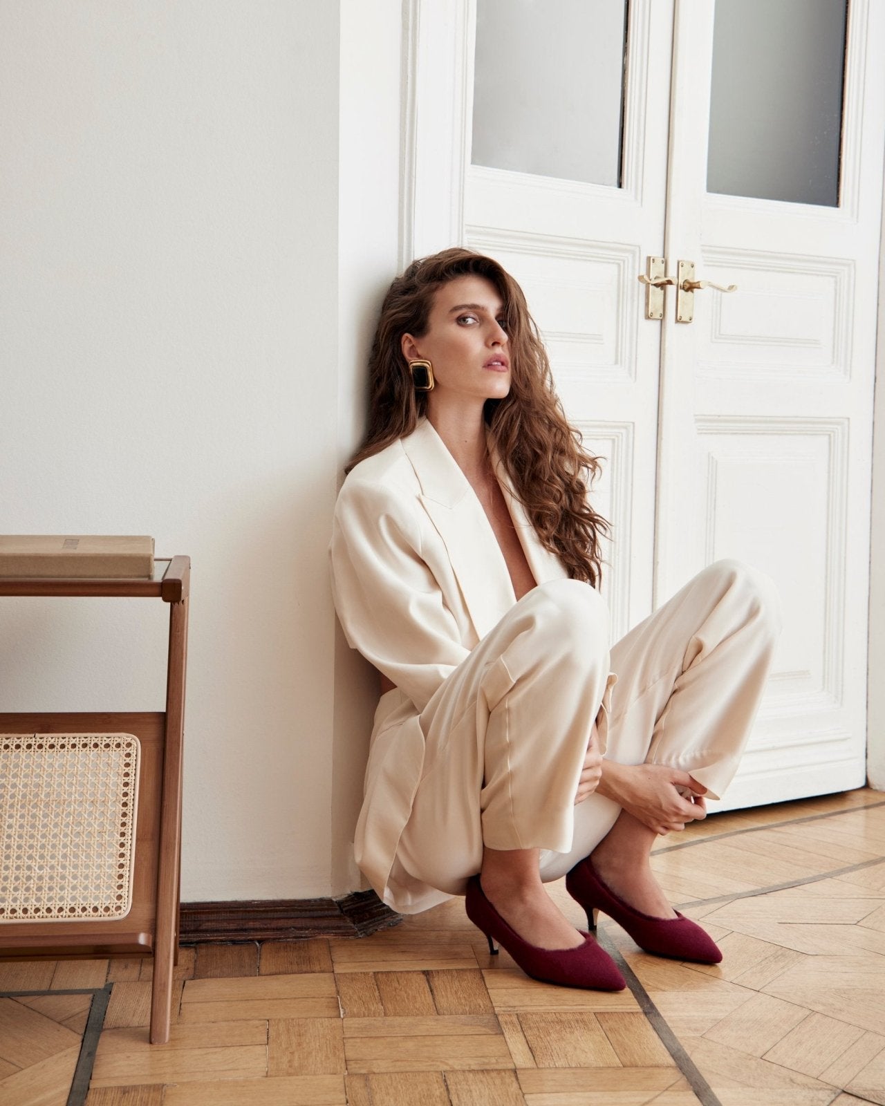 Juliette Wool Burgundy Coat - Women's Winter Warm Long Trench Coat for Office, Dating & Outdoor Activities