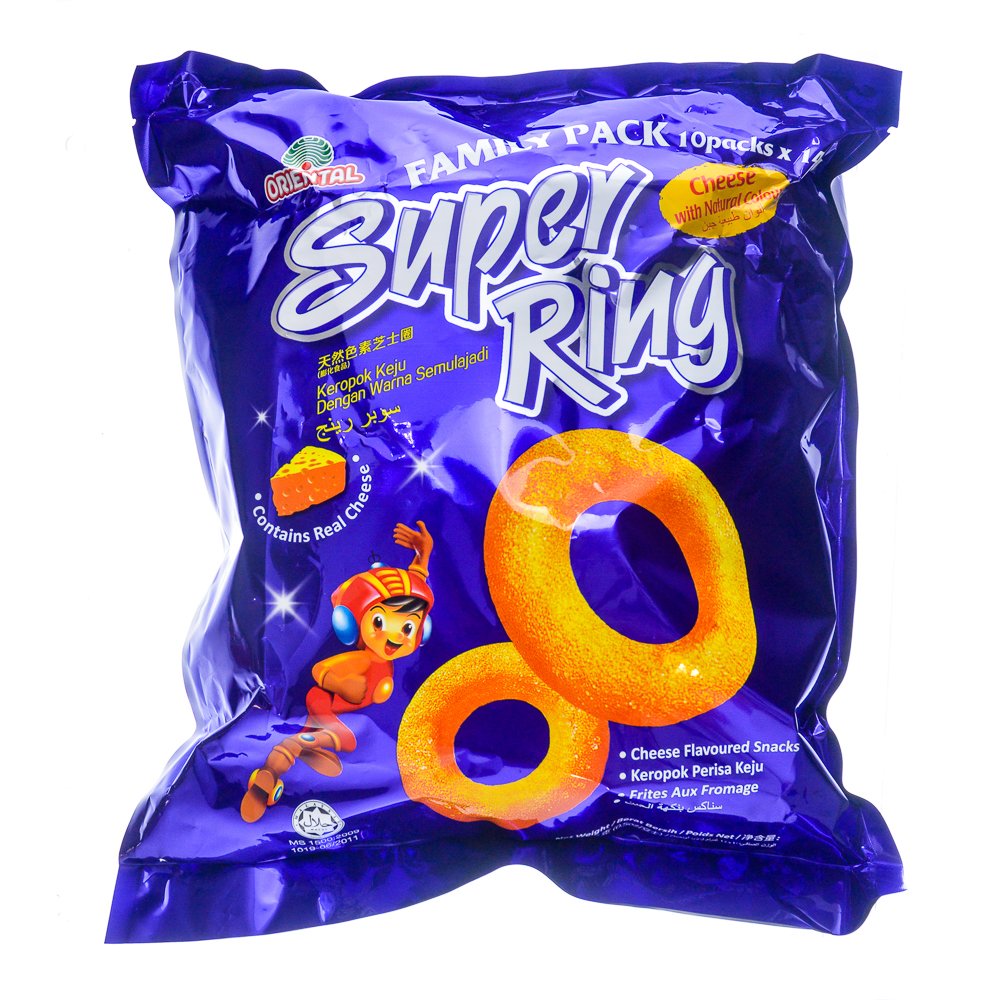 Oriental Super Ring Cheese Snacks - Family Pack (8 x 14g) | Delicious Asian-Inspired Cheese Rings for Parties, Movie Nights & Kids Lunchboxes