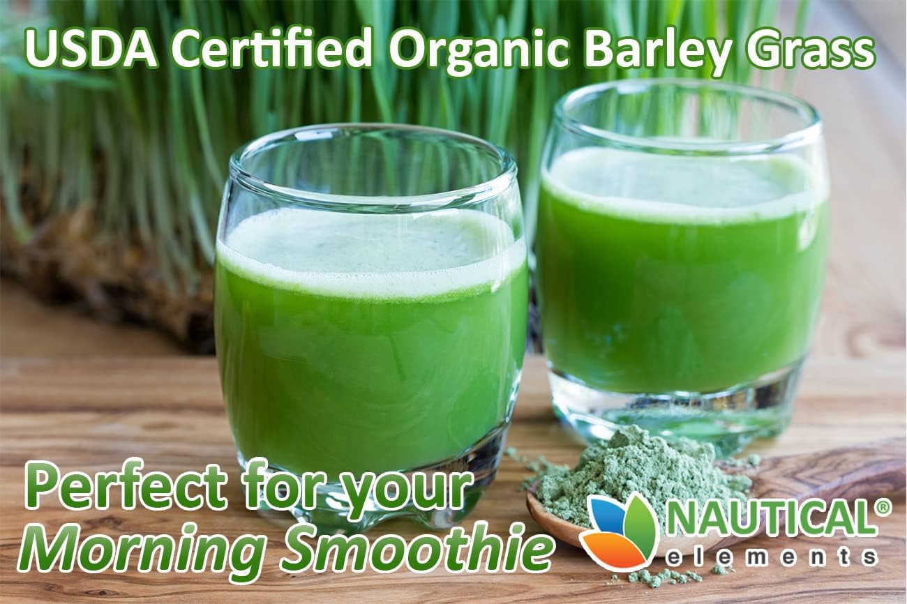 Organic Barley Grass Powder - USDA Certified, Non-GMO, Vegan, Rich in Antioxidants, Protein & Fiber - 200g for Smoothies, Detox & Energy Boost