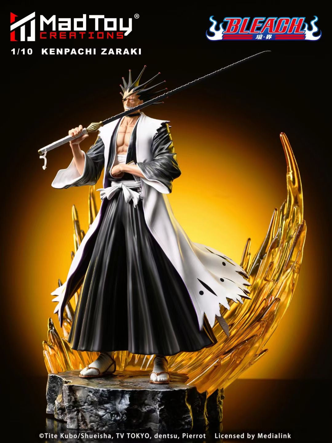 Medialink x MadToy Creations Licensed Kenpachi Zaraki Anime Figure - Bleach Collectible Action Figure for Anime Fans & Display