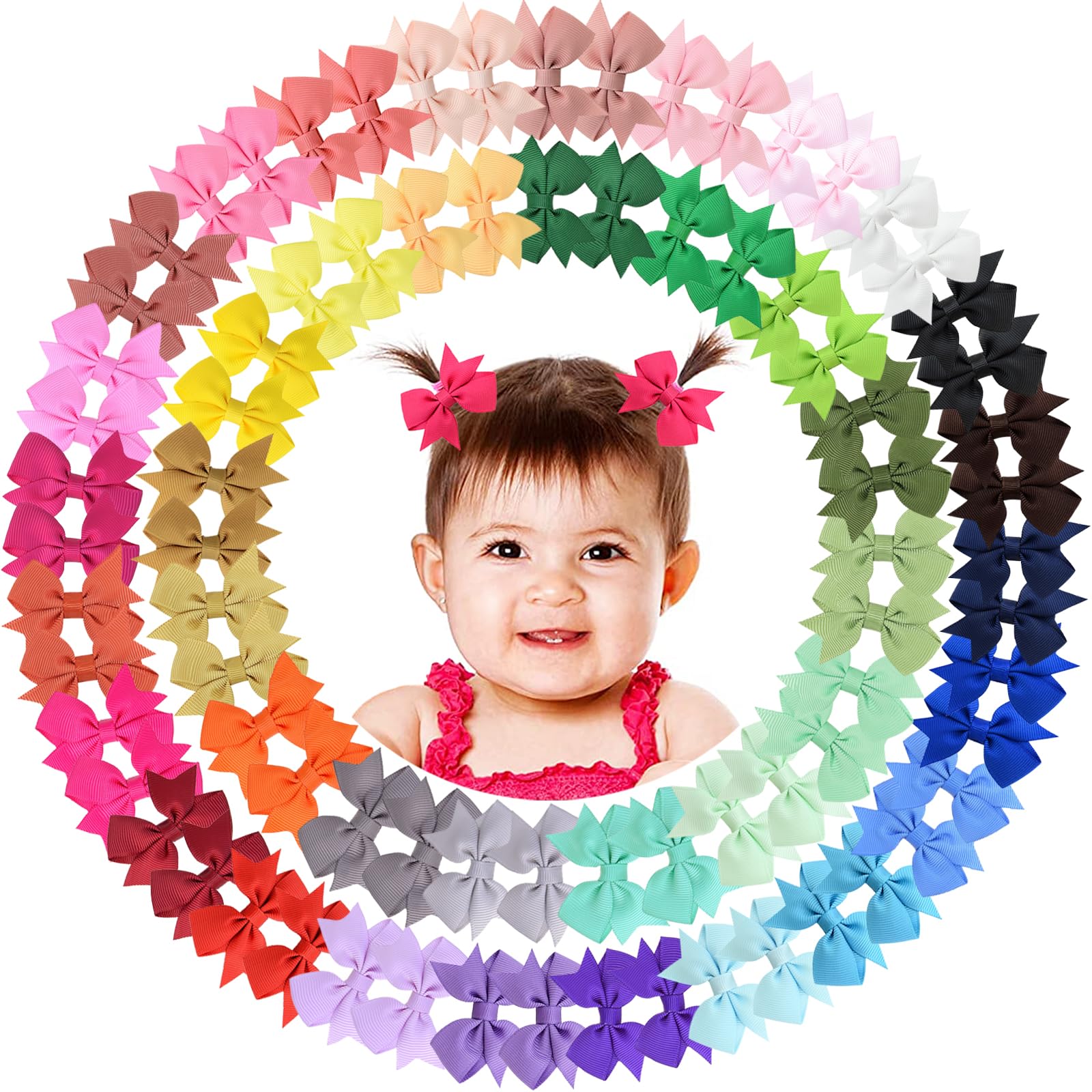 ALinmo 80PCS Tiny Alligator Hair Clips for Girls - Cute Fully Lined Bow Clips for Infants & Toddlers | Perfect for School, Parties, and Everyday Hair Styling