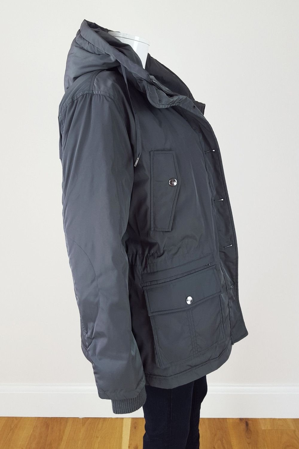 GAS Women's Grey Padded Hooded Utility Coat with Multiple Pockets - Winter Warm Jacket for Outdoor Activities (UK 16)