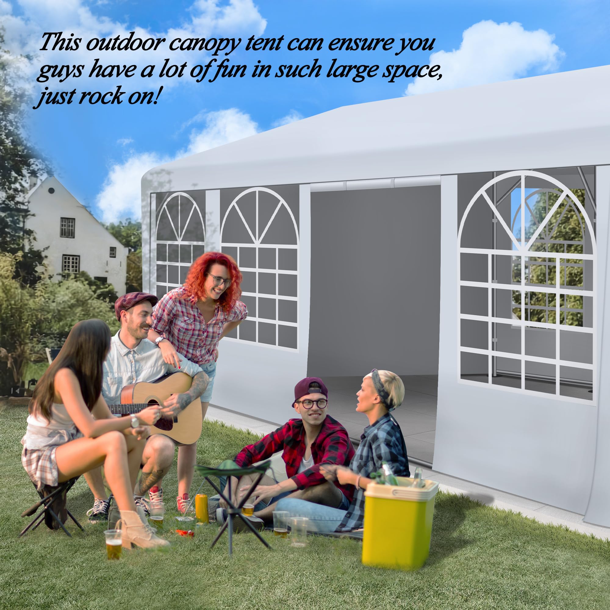 13' x 26' Heavy Duty Outdoor Canopy Tent - Waterproof Party Shelter with 4 Sand Bags for Weddings, Birthday Parties, Backyard Events | Perfect for Outdoor Gatherings, Farmers Markets & Camping Trips