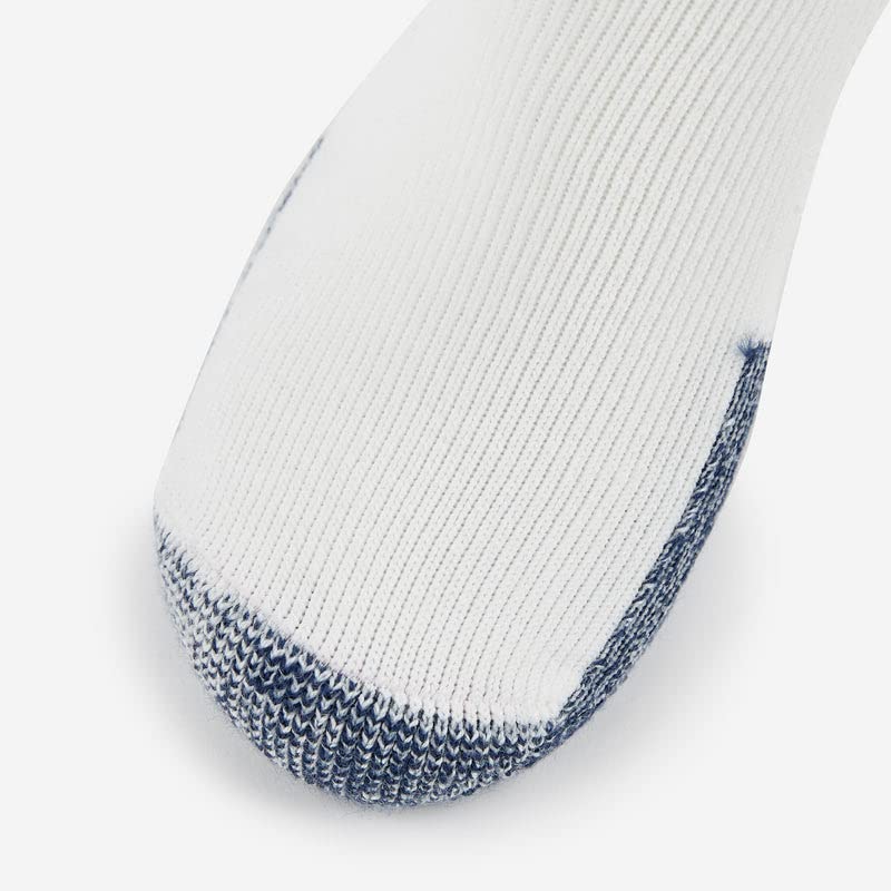 Thorlos Unisex Adult Max Cushion J Rolltop Running Socks - 6 Pairs (White/Navy, Large) - Breathable & Cushioned for Marathon, Jogging & Athletic Performance