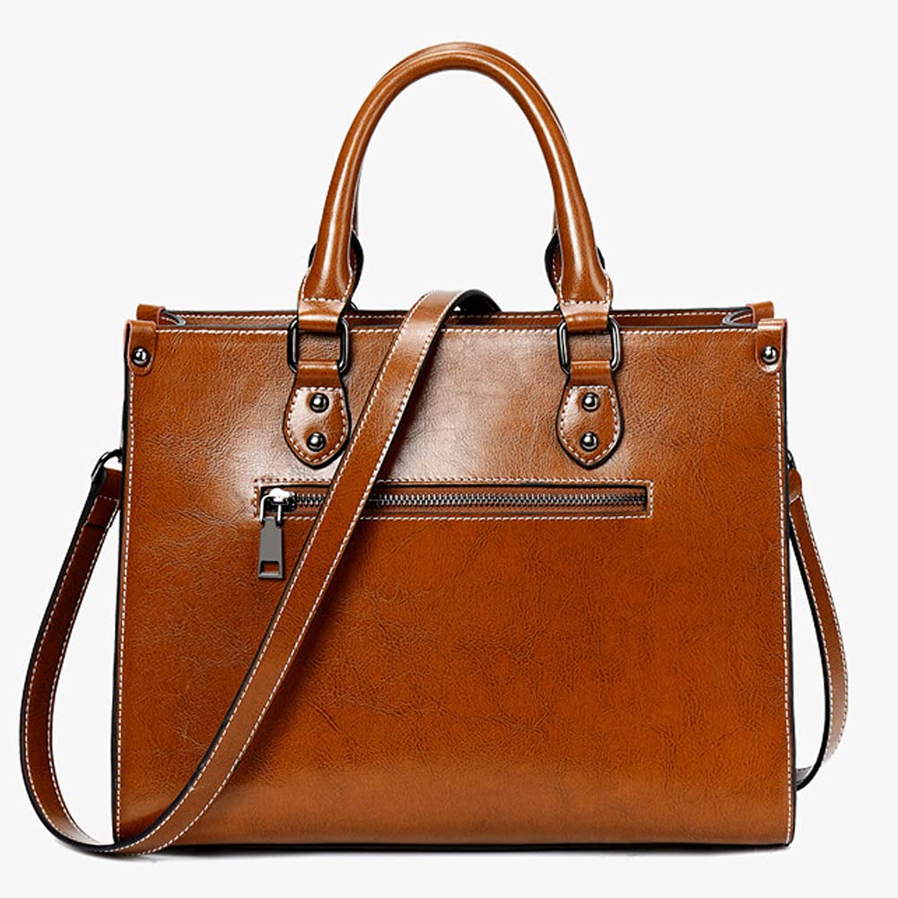 ROUROU Genuine Leather Tote Bag for Women - Stylish Top Handle Crossbody Hobo Handbag with Large Capacity | Perfect for Work, Travel & Everyday Use