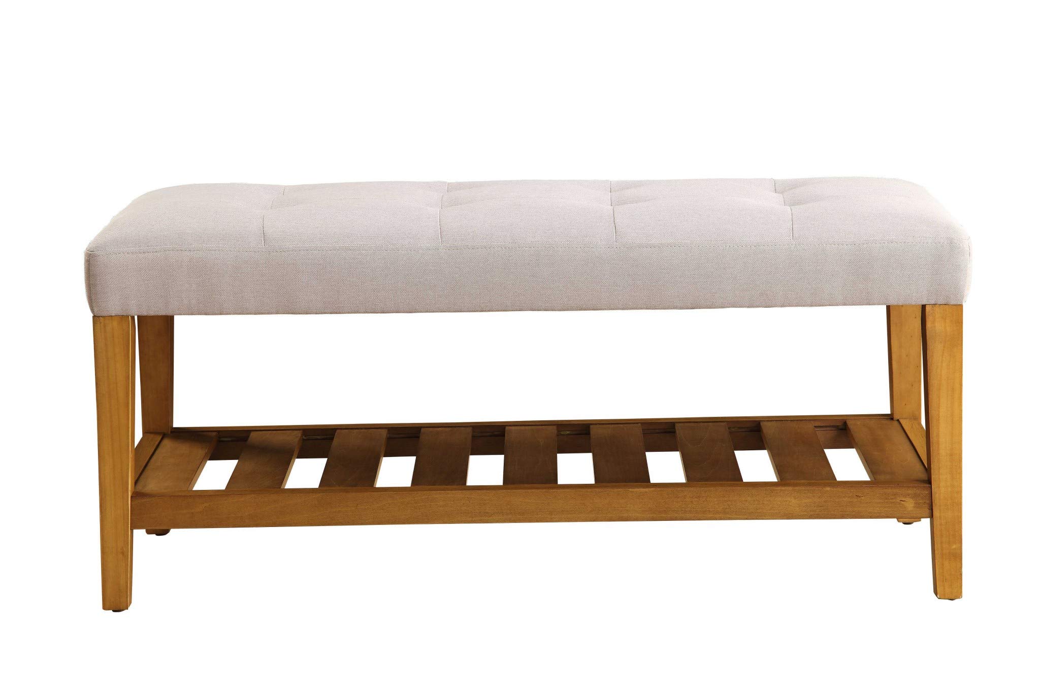 Light Gray & Oak Multicolor HomeRoots Furniture Bench - Stylish Entryway, Living Room, or Bedroom Seating Solution