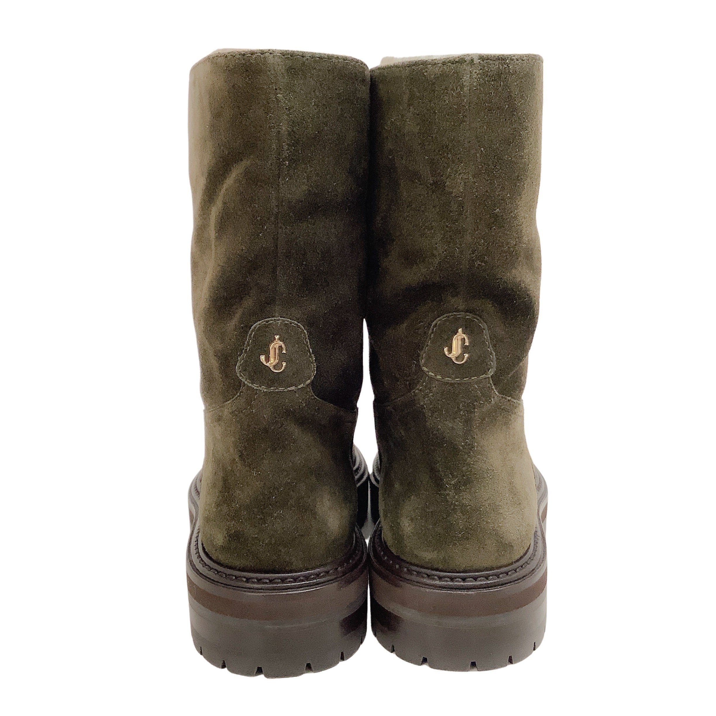 Jimmy Choo Seaweed Suede Yari Boots with Shearling Lining - Women's Winter Fashion Ankle Boots for Casual Outings & Night Events