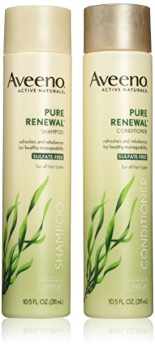 Aveeno Active Naturals Pure Renewal Shampoo & Conditioner Set for Dry Hair - 10.5 Fl Oz Each - Sulfate-Free Hair Care for Daily Moisturizing & Scalp Nourishment (Perfect for Home & Travel Use)