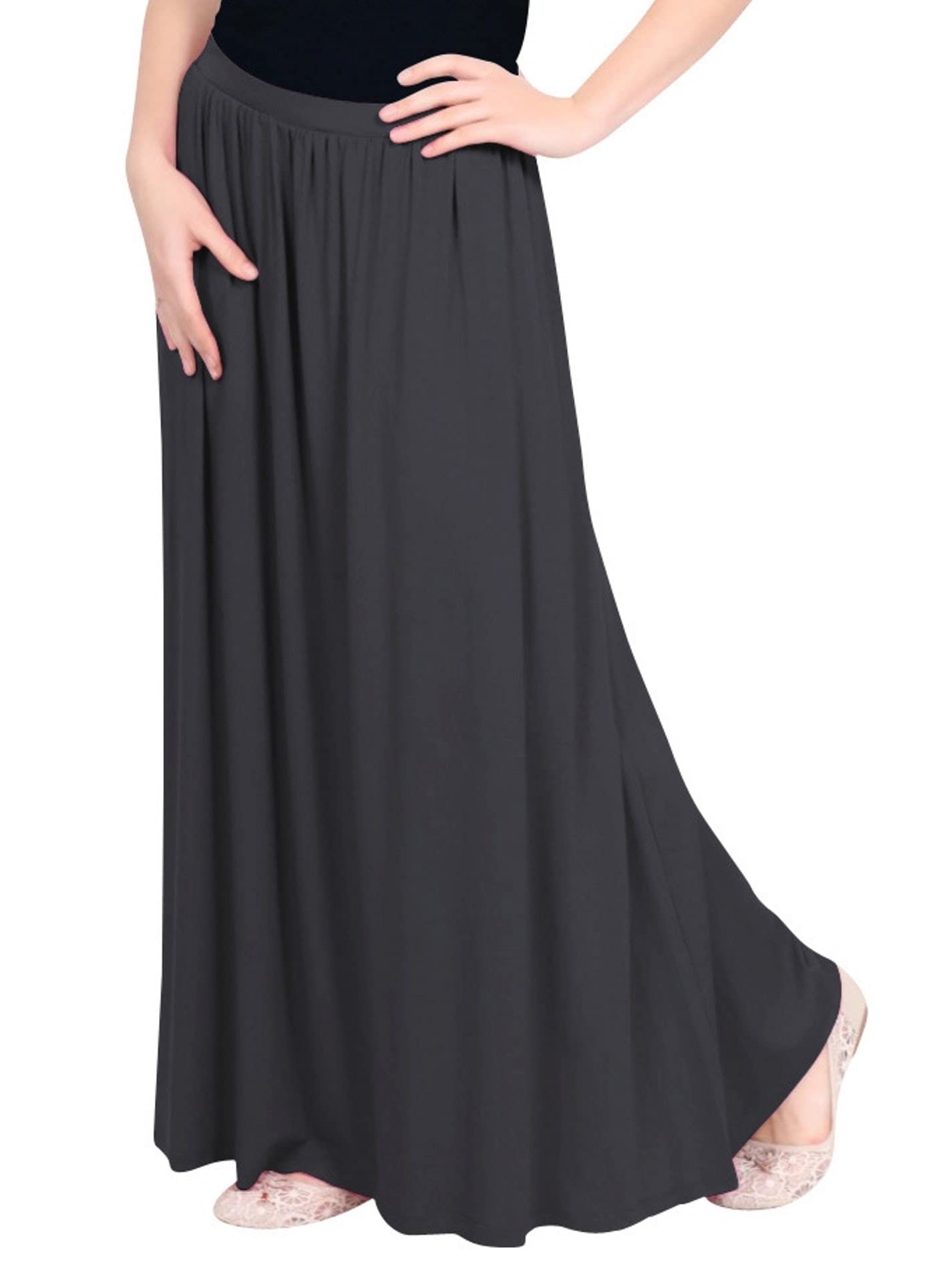 Kosher Casual Maxi Gathered Skirt with Elastic Waist & Pockets - Comfortable Long Flowy Skirt for Women, Perfect for Synagogue, Shabbat, Church & Everyday Wear