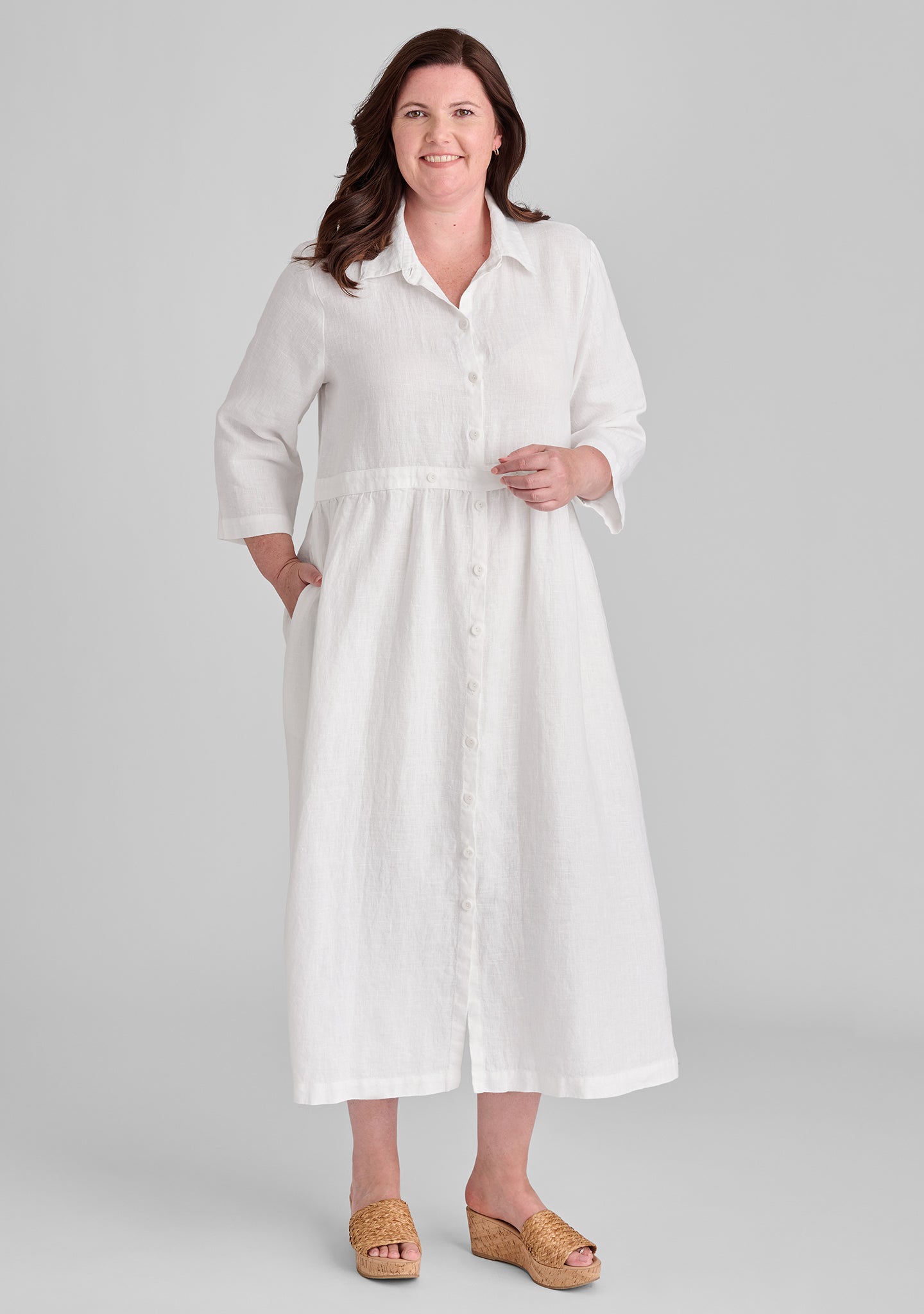Women's Linen Button Down Maxi Dress - Breathable Summer Casual Long Dress for Beach, Vacation & Everyday Wear