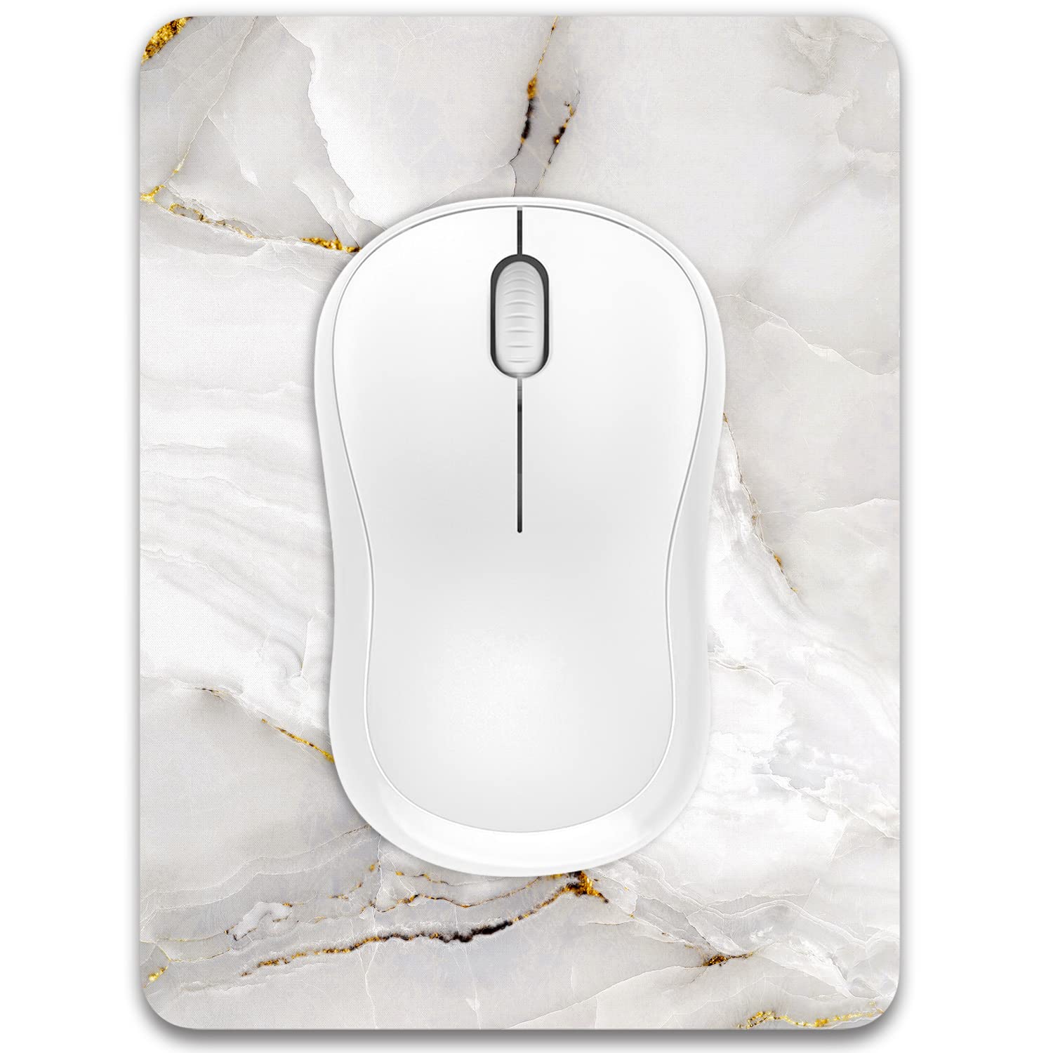 Dapesuom Small Mouse Pad 6 x 8 Inch - Mini Non-Slip Rubber Base Waterproof Mouse Mat for Wireless Mouse & Laptop - Cute White Marble Design for Women & Men - Perfect for Home Office, Gaming & Travel Use