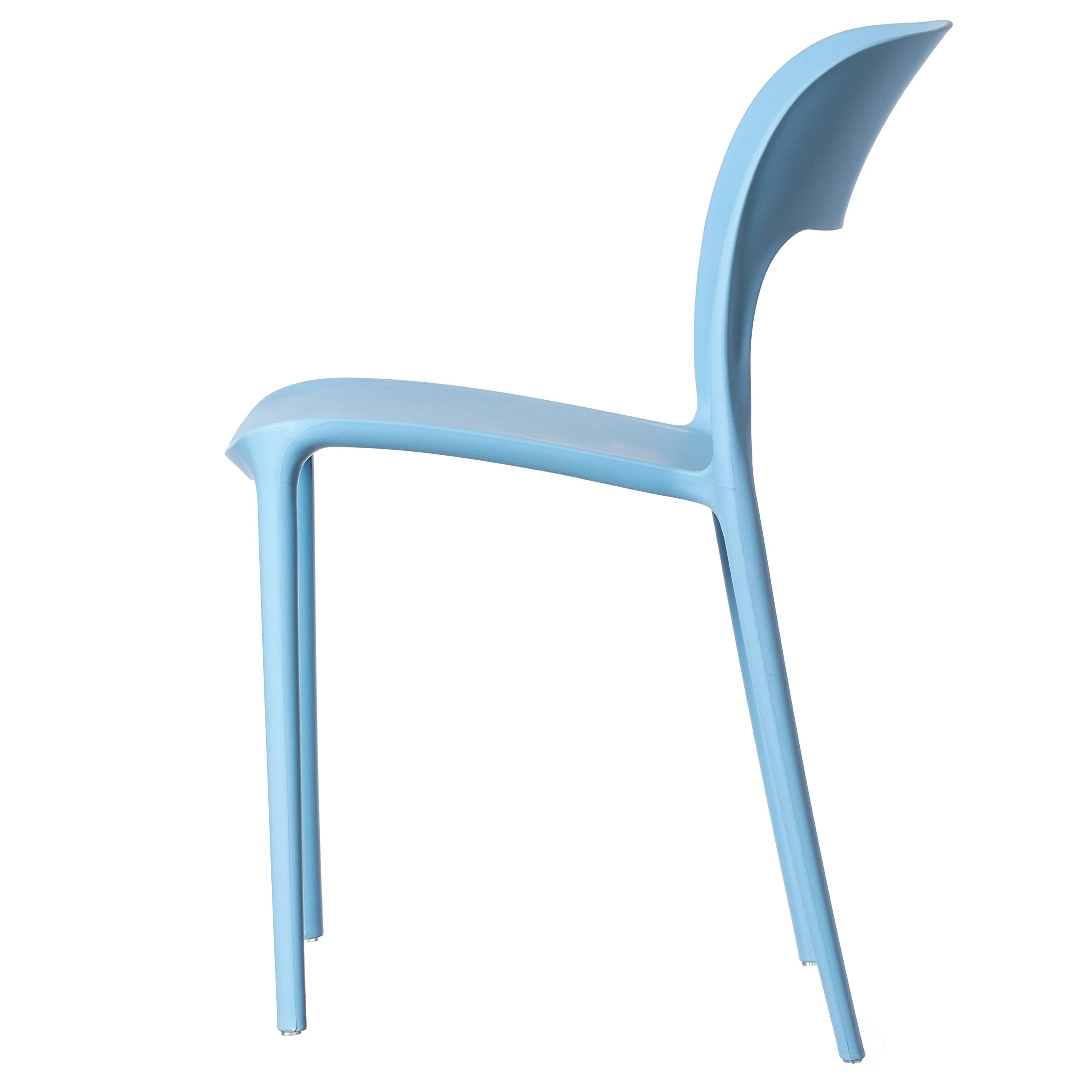 Fabulaxe Modern Plastic Outdoor Dining Chair with Open Curved Back - Lightweight & Weather-Resistant Patio Furniture for Garden, Poolside, and Backyard Dining (Blue)