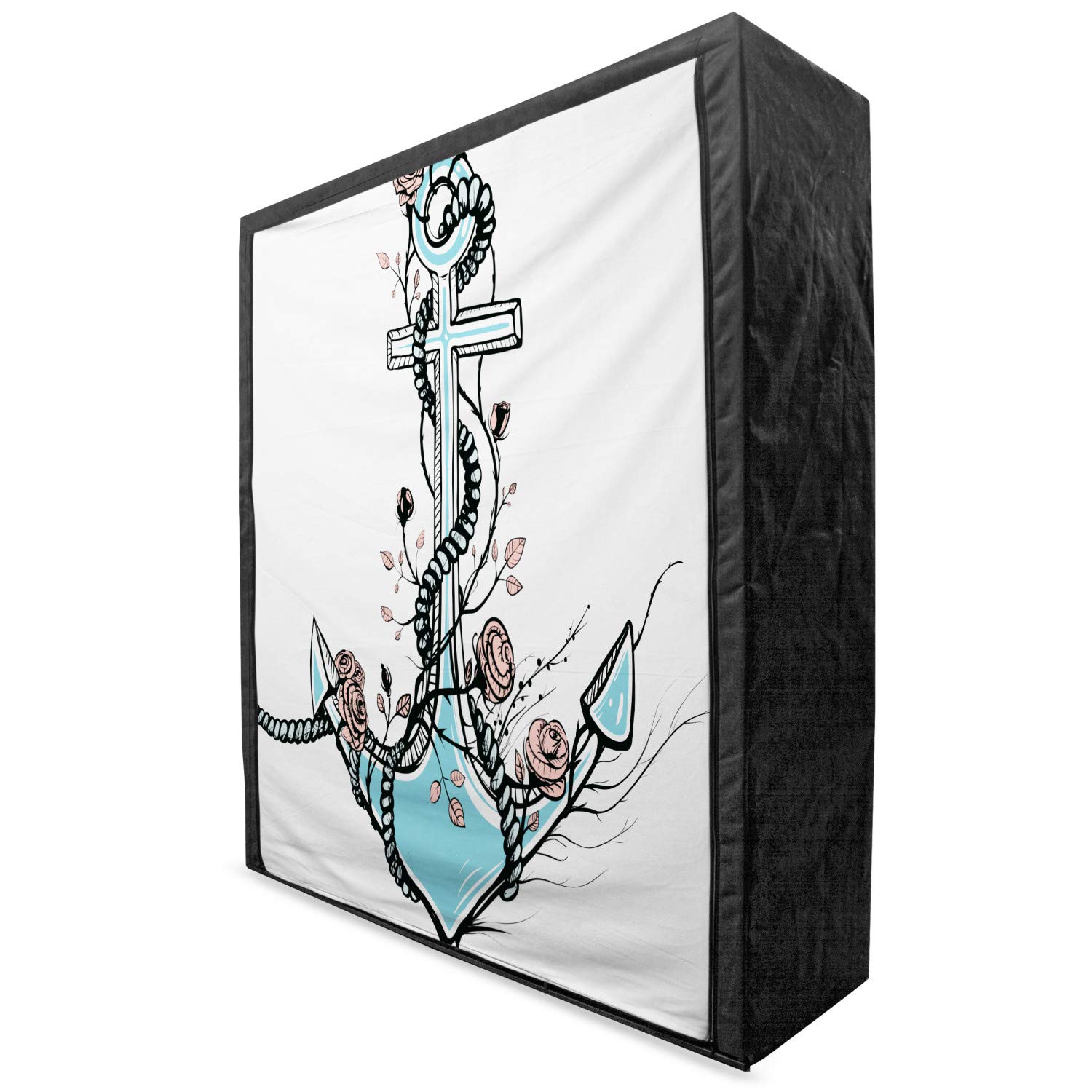 Ambesonne Portable Fabric Wardrobe with Anchor & Roses Design - 59