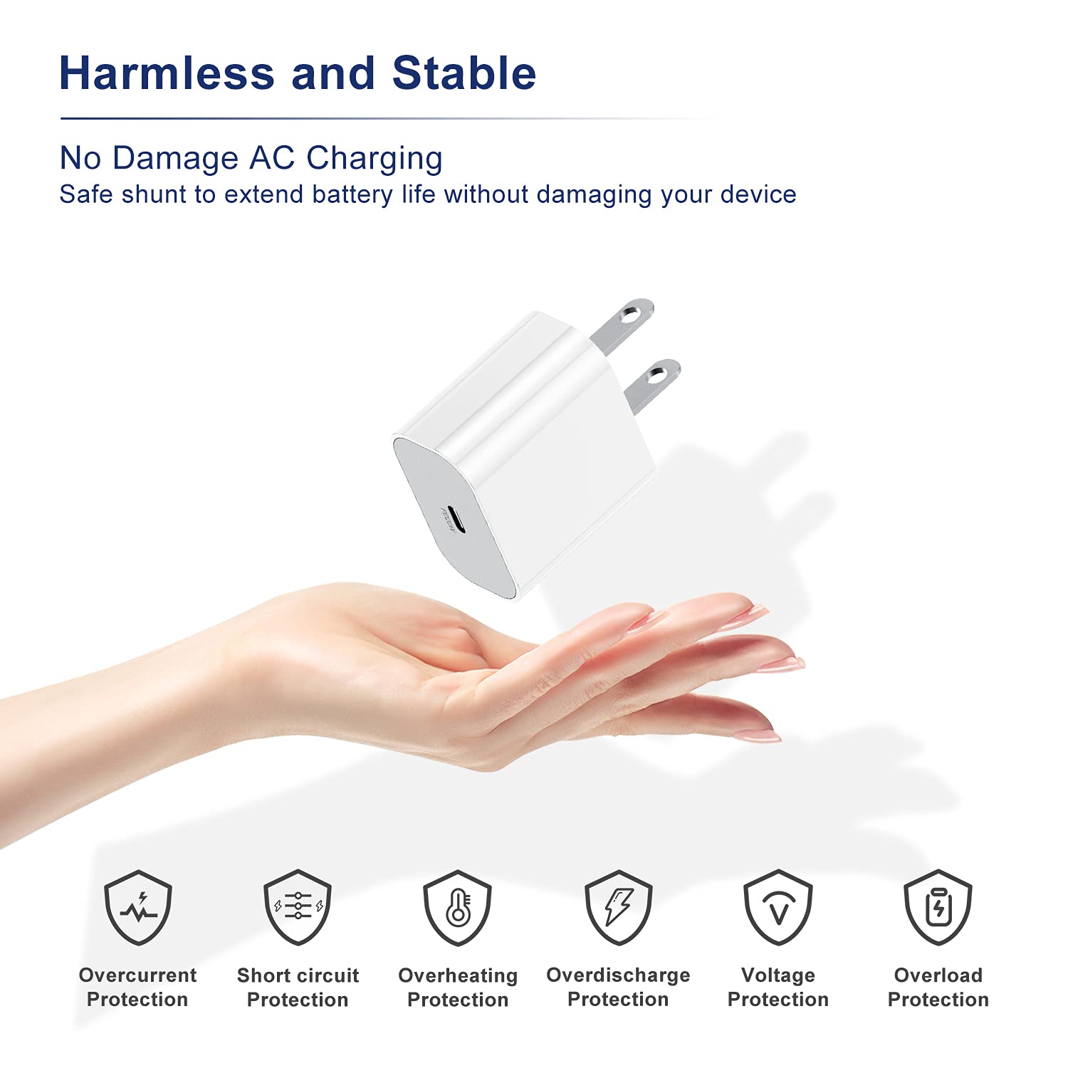 20W USB C Wall Charger Block 2-Pack - Super Fast Type C Charging Adapter Brick for iPhone 16/15/14/13/12/11 Series & iPad Air - Perfect for Home, Office & Travel Charging