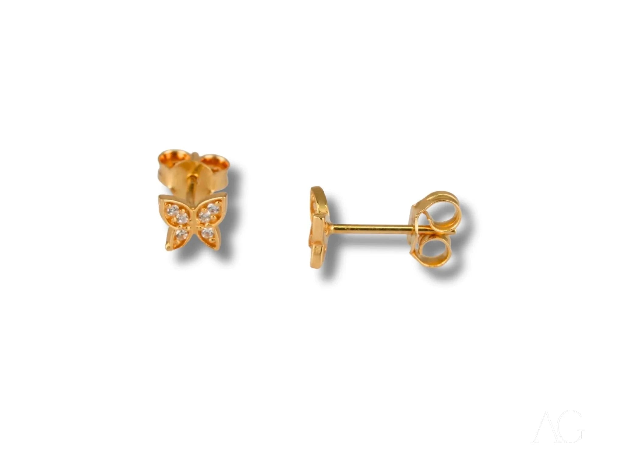 18K Gold CZ Butterfly Earrings for Women - Elegant Cubic Zirconia Stud Earrings - Perfect for Weddings, Parties & Special Occasions