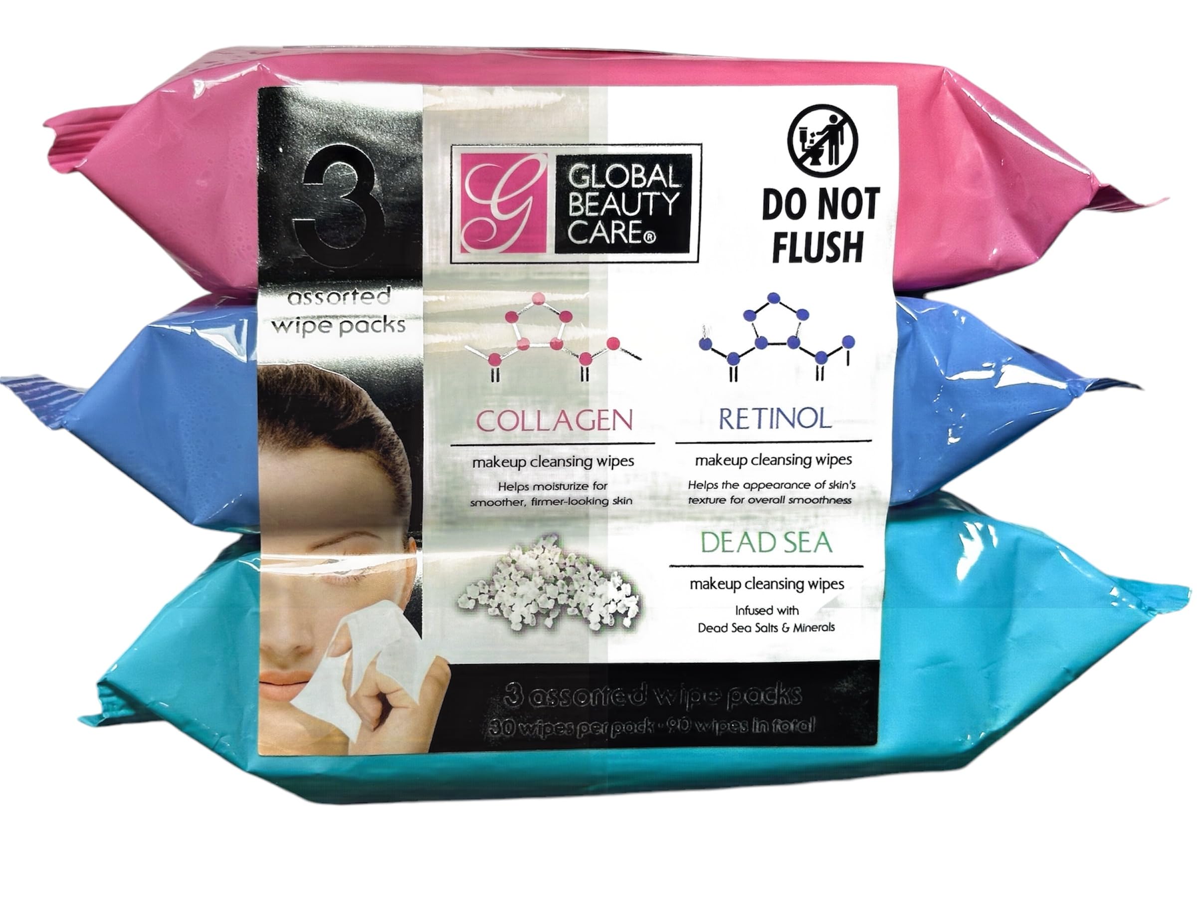 Deep Cleansing Facial Wipes with Collagen & Retinol - Moisturizing Makeup Remover Wipes for All Skin Types, Infused with Dead Sea Minerals - Perfect for Travel, Gym & Daily Skincare Routine