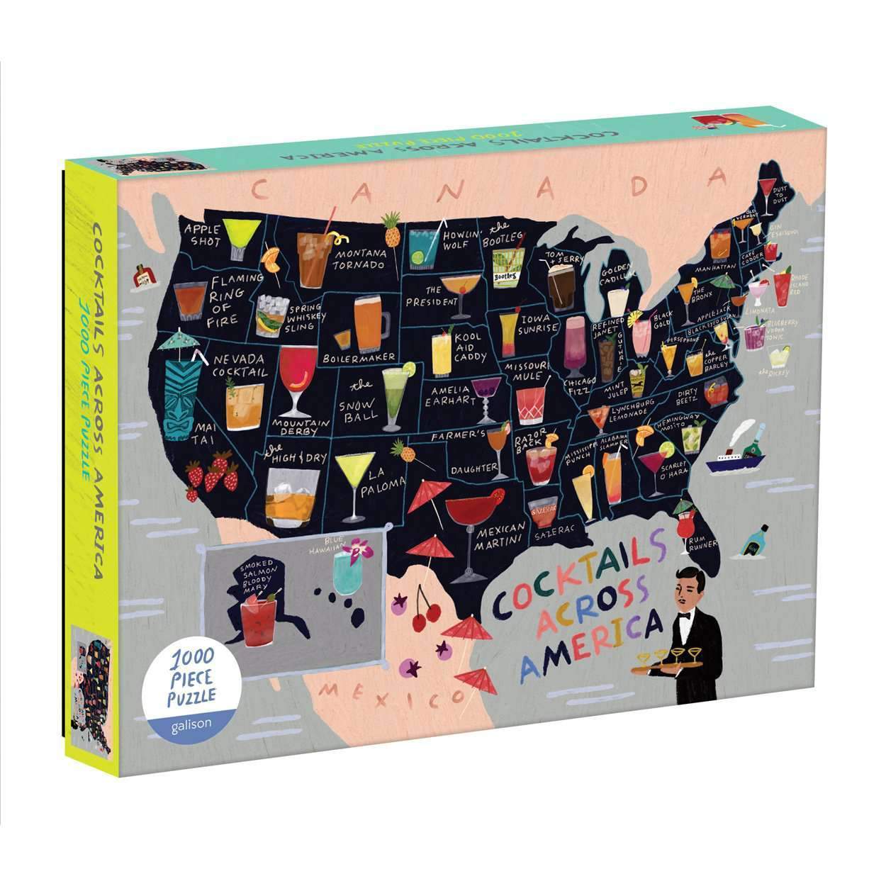 1000 Piece Jigsaw Puzzle - Cocktails Across America | Fun Bar & Party Game for Adults | Perfect for Family Game Nights & Cocktail Enthusiasts