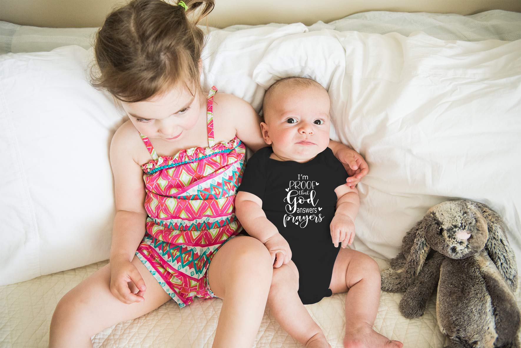 Funny Baby Bodysuit - 'I'm Proof That God Answers Prayers' Cute Newborn Romper for Boys & Girls | AW Fashions | Perfect for Church, Baptism & Family Photos