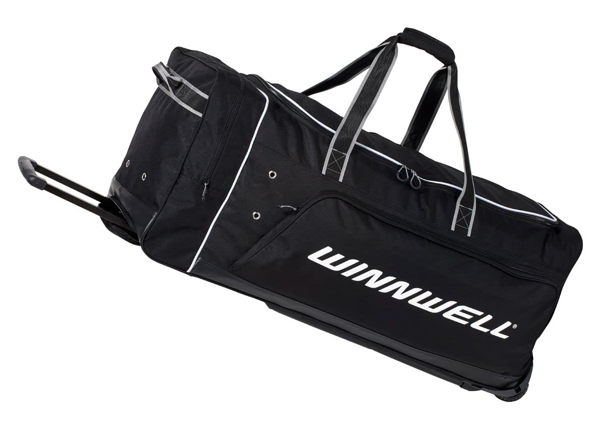 Winnwell Premium Hockey Wheel Bag with Telescopic Handle - Heavy Duty Oversized Sports Gear Bag for Hockey Equipment | Perfect for Travel & Team Practices
