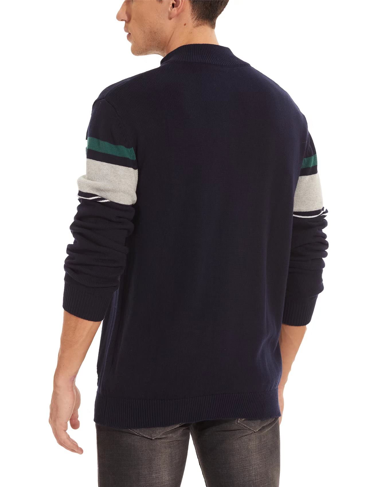 MAGCOMSEN Men's 1/4 Zip Cotton Sweater - Striped Pullover Polo Sweatshirt for Fall & Winter | Warm Casual Wear for Office, Outdoor & Daily Comfort