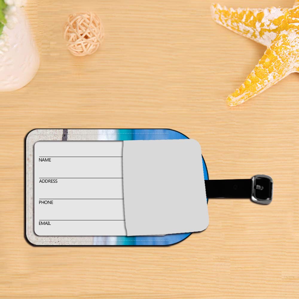 Caribbean Beach Cocktail Leather Luggage Tag - Tropical Drink Design Suitcase ID Label for Travel Bags (1 Pack) - Perfect for Vacation, Cruise & Beach Getaways