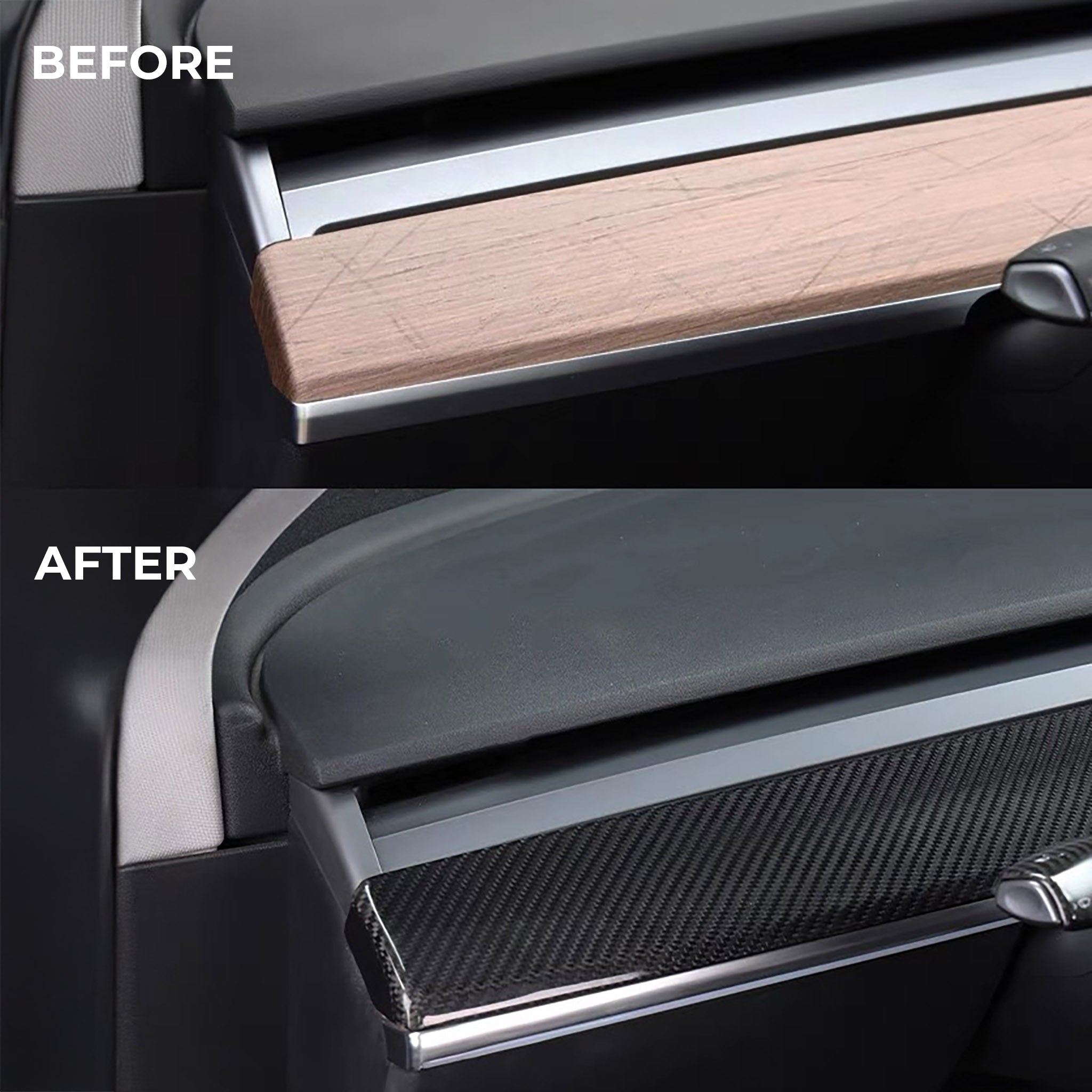 Tesla Model 3/Y Carbon Fiber Interior Trim Kit - Dashboard & Door Panel Covers (2021-2024) | Premium Car Accessories for Luxury Interior Upgrade | Perfect for Tesla Owners Seeking Stylish Protection