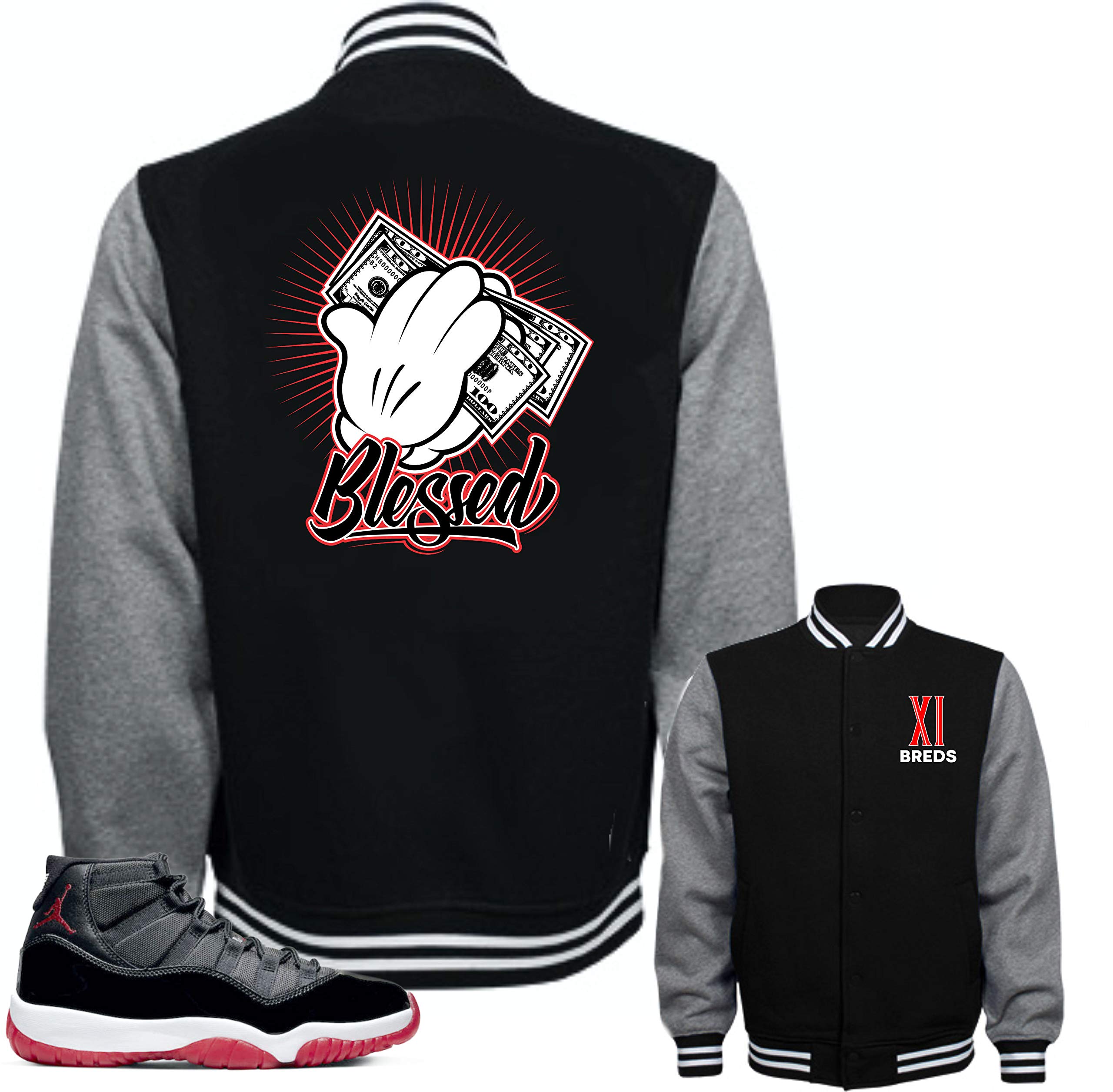 SNELOS Jacket to Match Jordan 11 Bred 2019 - Stylish Basketball Hoodie for Men - Perfect for Game Day, Streetwear & Sneakerhead Fashion