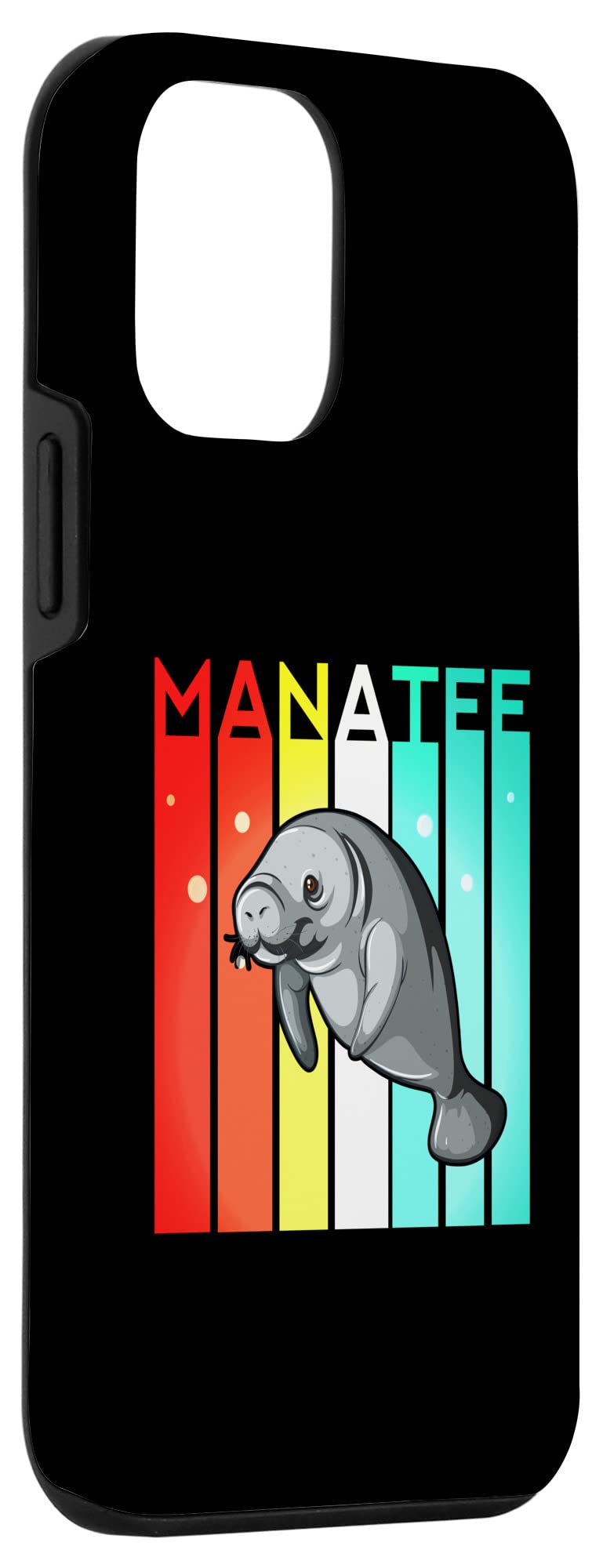iPhone 12 Mini Waterproof Case - Manatee Retro Vintage Design, Ocean Theme Floating Phone Cover for Swimming, Beach & Pool Use