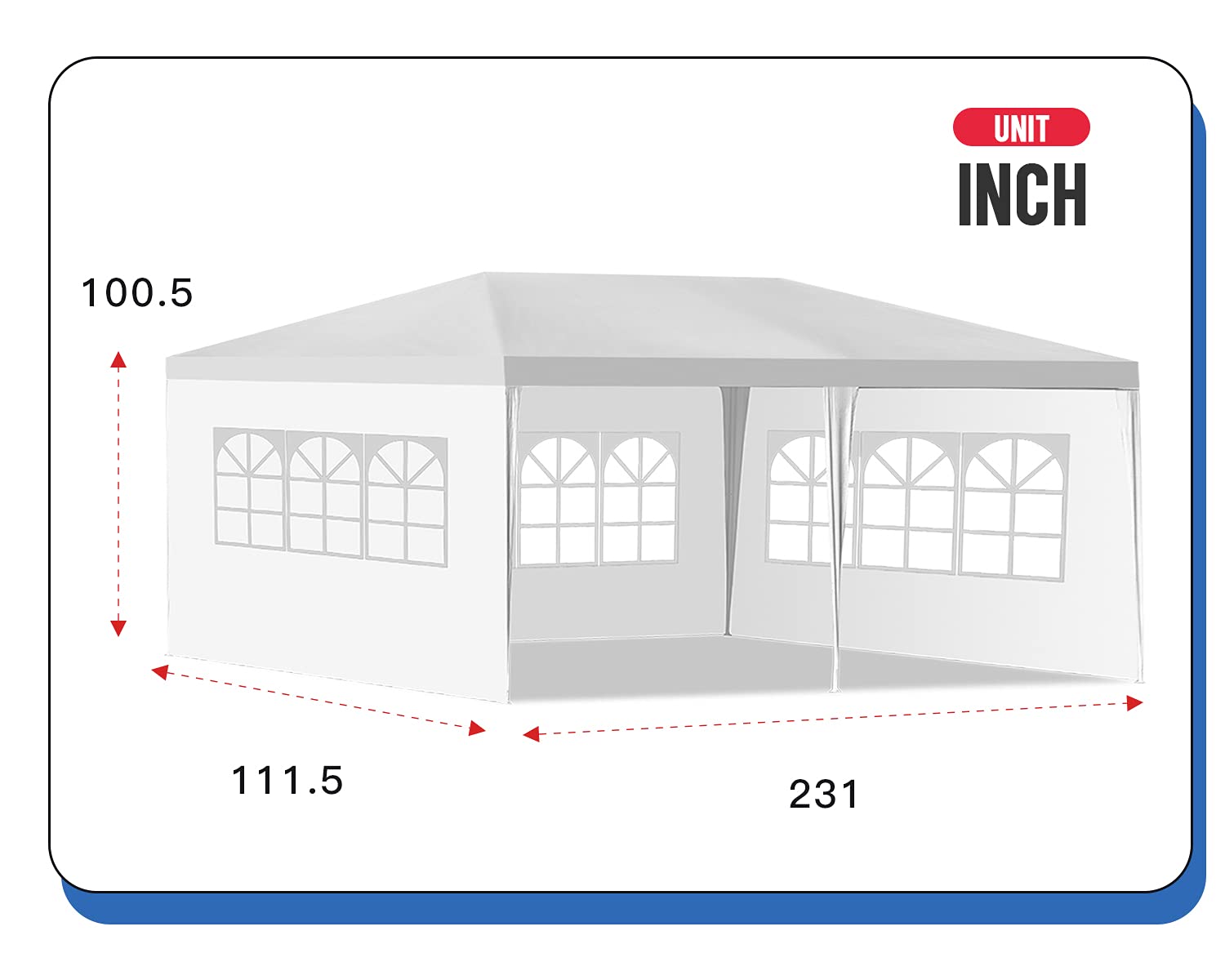 10'x20' Outdoor Canopy Tent for Parties, Weddings & Events - Waterproof Garden Gazebo Pavilion with Sidewalls - Perfect for Backyard, Catering & Outdoor Gatherings