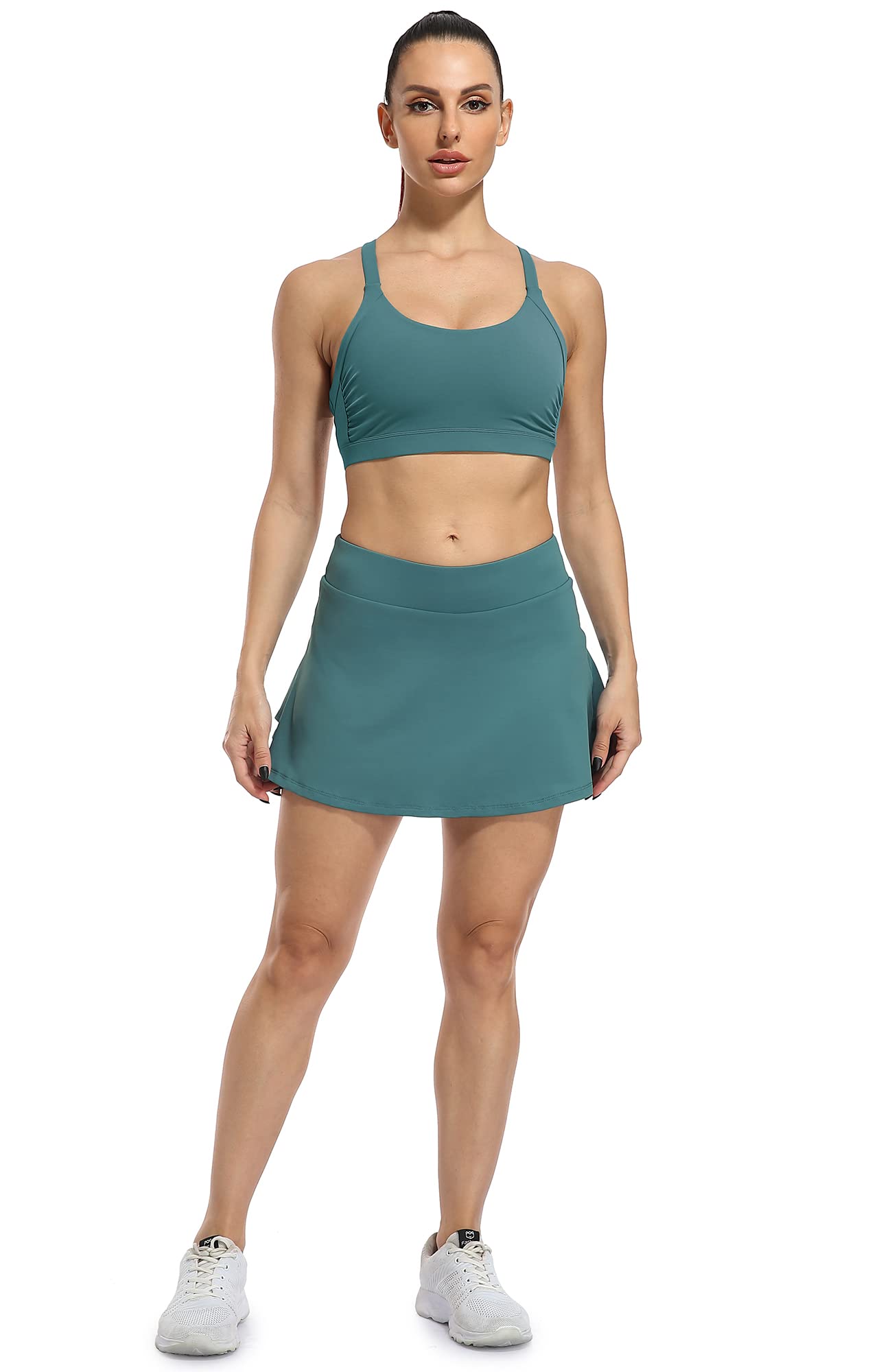 ICY ZONE Women's Athletic Tennis Skirt with Built-in Shorts & Pockets - High Waisted Gym Running Golf Skort for Active Lifestyle | Perfect for Tennis, Running, Golf & Workouts