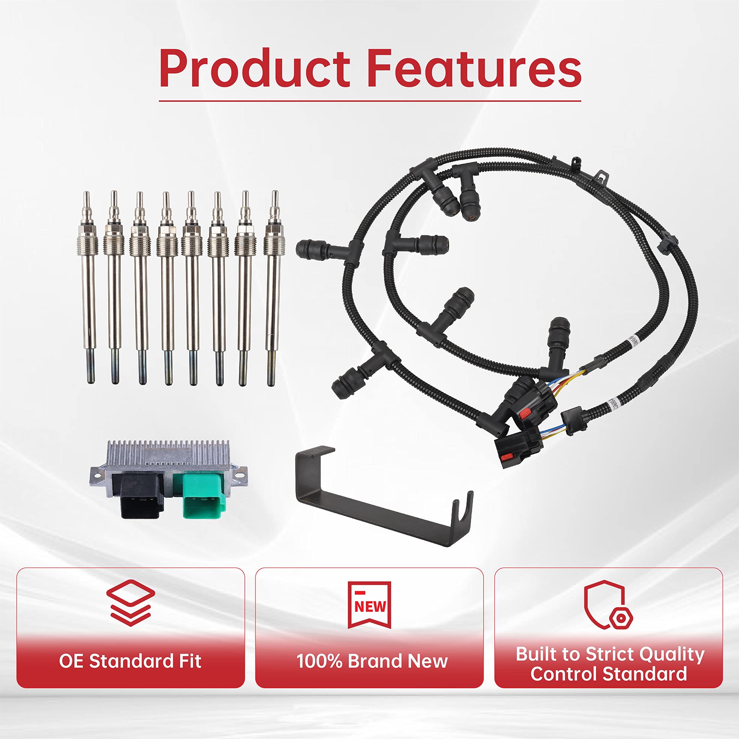 Powerstroke Glow Plugs Harnesses & GPCM Controller Kit - Compatible with 2004-2010 Ford 6.0L Diesel Engines | Includes Installation Tool | Perfect for Cold Weather Starts & Engine Maintenance