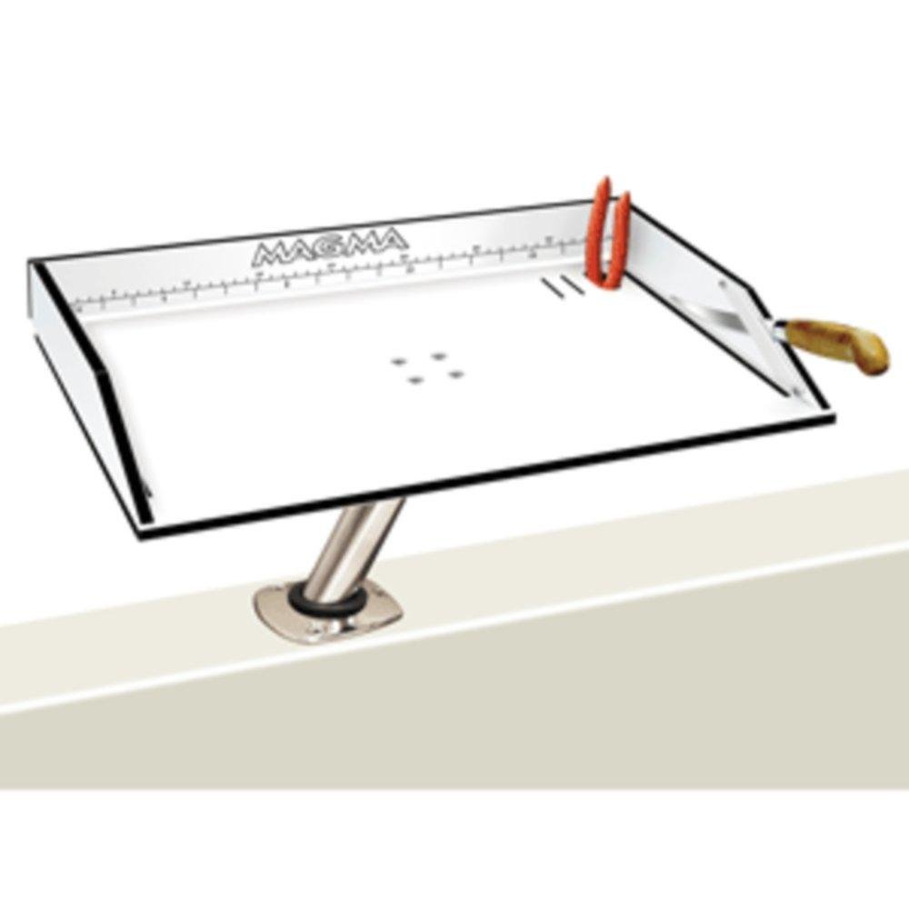 Magma Gait/Filet Mate Table with LeveLock Mount - 20 Inch White/Black Fishing Boat Table for Marine & Outdoor Use - Perfect for Boating, Camping, and Tailgating