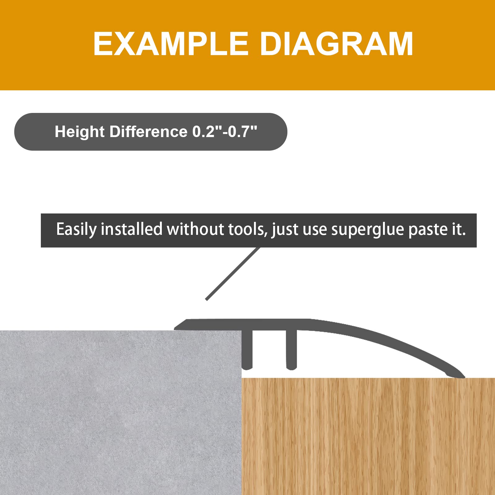 Aluminum Floor Transition Strip - 36 Inch Gray Threshold Ramp for Doorways, Carpets, Tiles & Laminate Floors - Durable Edge Trim for Vinyl Flooring & Mats - Perfect for Home, Office & Commercial Spaces