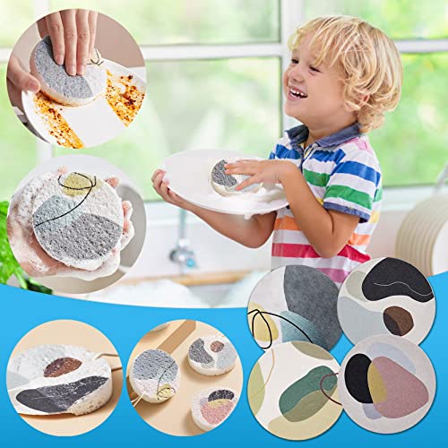 Natural Wood Pulp Kitchen Sponges for Dishwashing, Scrubbing & Cleaning - Eco-Friendly Dish Scrubber for Kitchen & Bathroom - Perfect for Pots, Pans, and Countertops