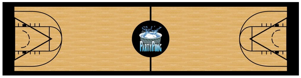 PARTYPONG 8-Foot Beer Pong Table with Basketball Court Design - Premium Outdoor Party Game for Backyard, Tailgating & College Events