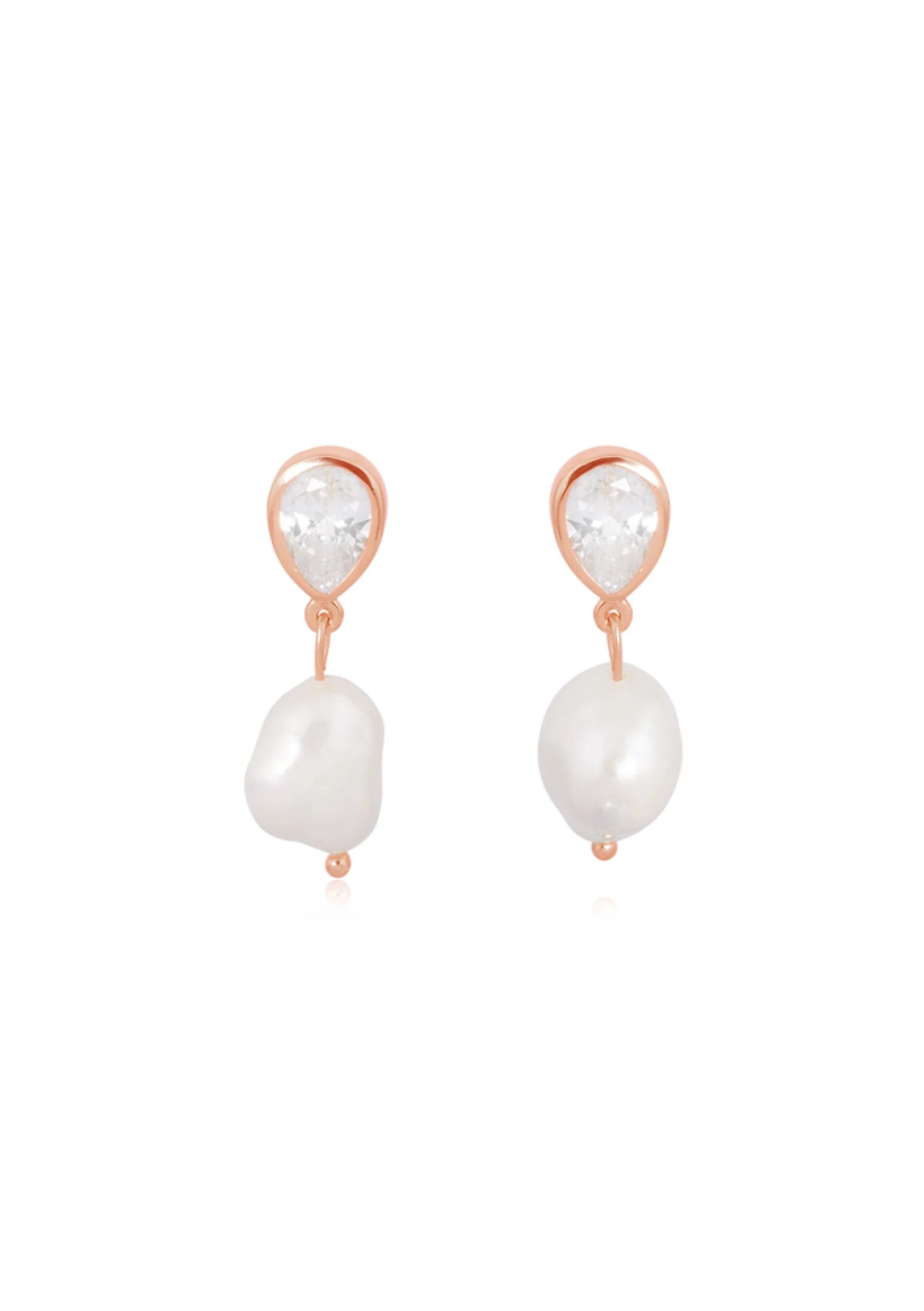Lola Knight Oceane Pearl & Teardrop Crystal Earrings - Rose Gold Dangle Earrings for Women, Elegant Bridal Jewelry Gift for Wedding, Party & Special Occasions