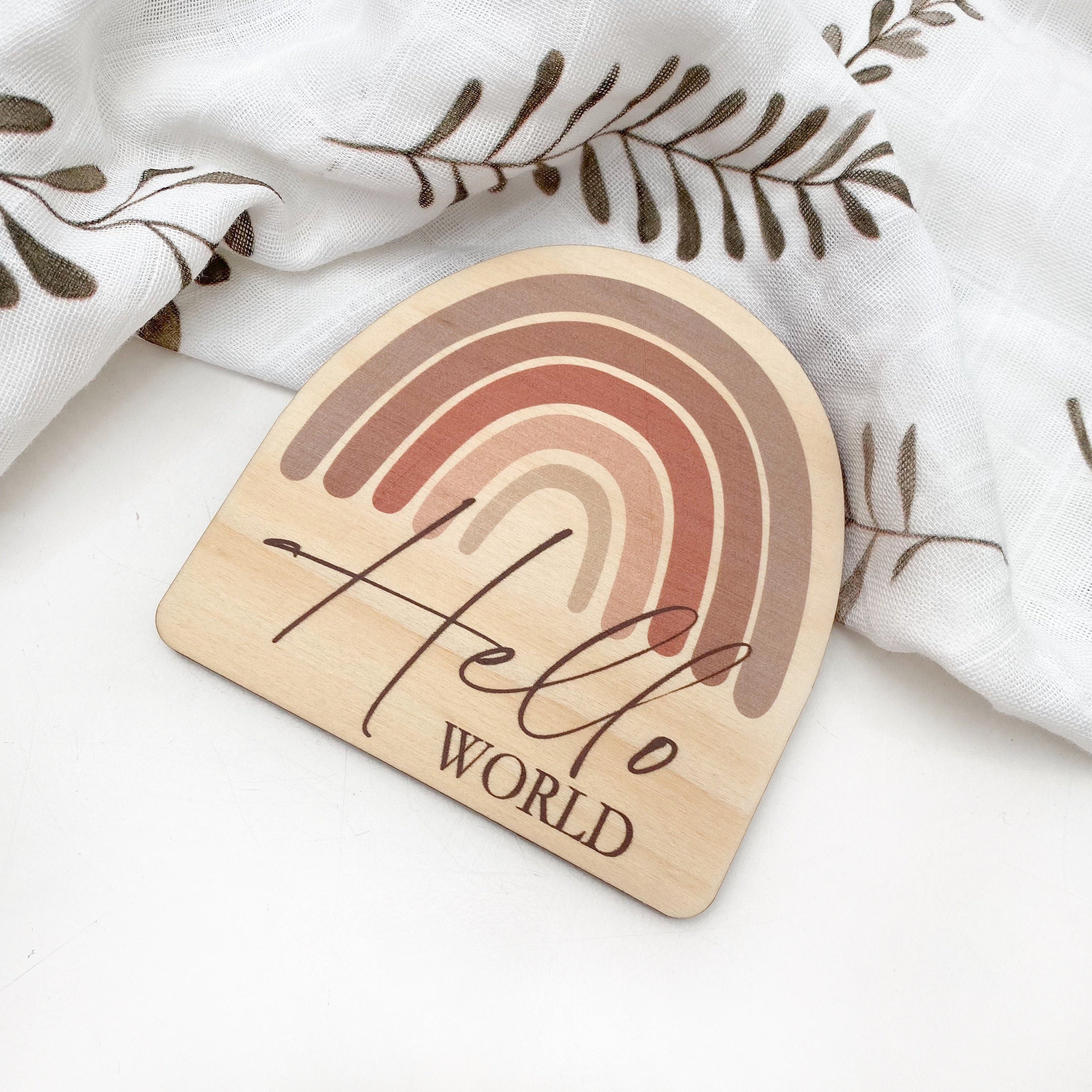 Personalized Timber Baby Announcement Milestone Plaques - Rainbow Series for Newborn Photo Props, Nursery Decor & Gender Reveal Gifts