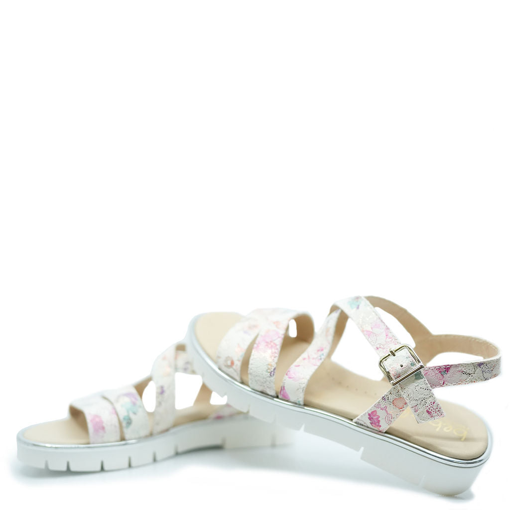 Beberlis Women's Metallic Floral Strap Platform Sandals - Comfortable High Heel Summer Shoes for Beach, Party & Wedding Occasions